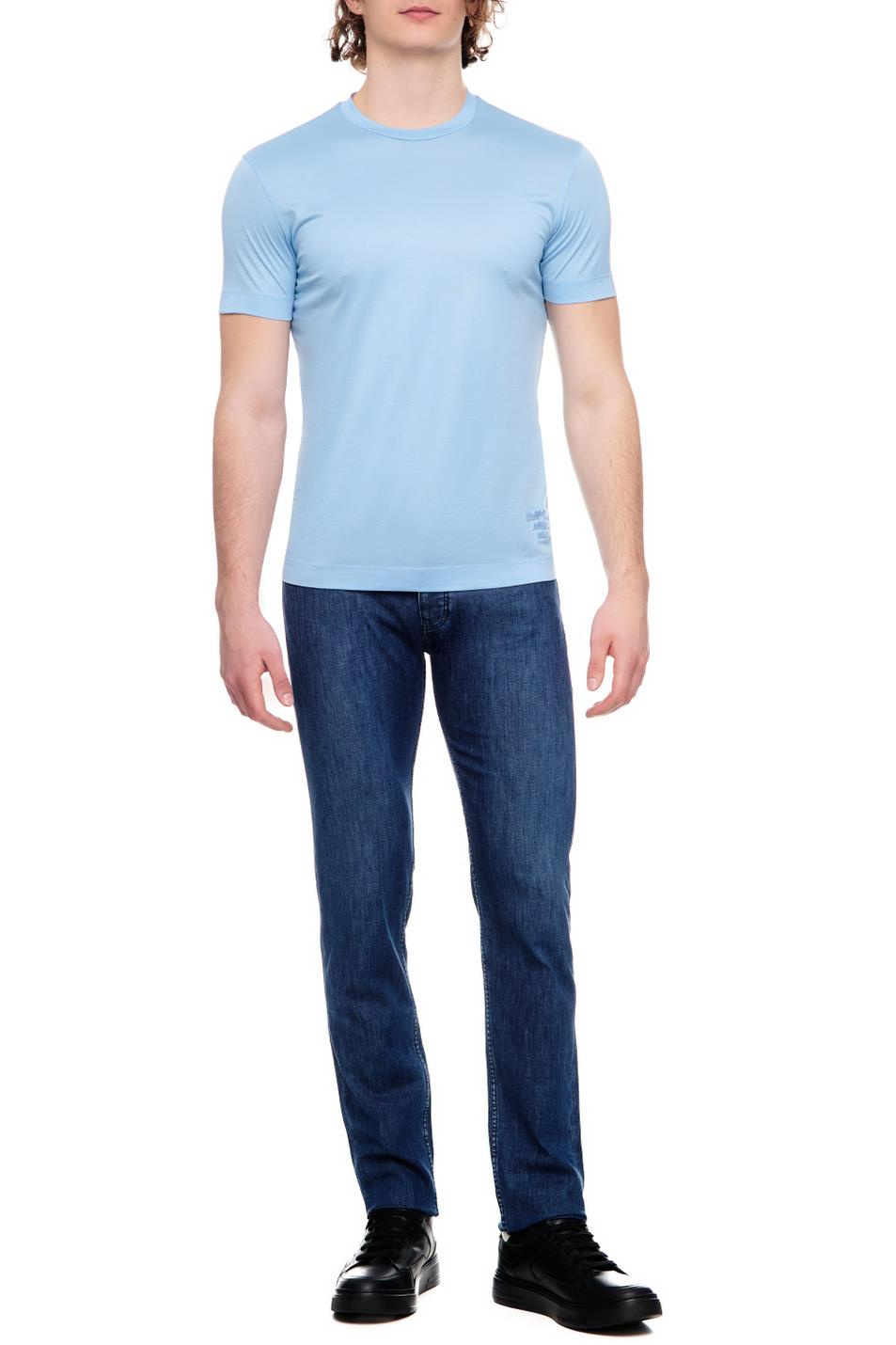 Emporio Armani Emporıo Armani Erkek Pamuklu Jersey Kumaş Marka Logolu Mavi2 T-Shirt 3R1TBG 1JUVZ-09I5