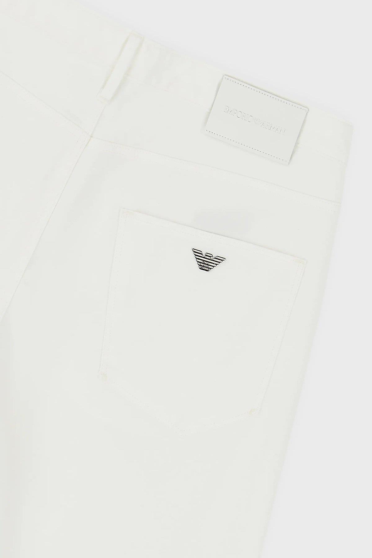 Emporio Armani Emporıo Armani Erkek Pamuklu Dokuma Kumaş Marka Logolu Beyaz Jeans 8N1J06 1GN0Z-0101
