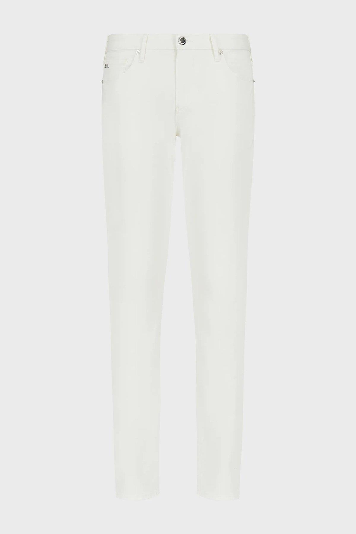 Emporio Armani Emporıo Armani Erkek Pamuklu Dokuma Kumaş Marka Logolu Beyaz Jeans 8N1J06 1GN0Z-0101