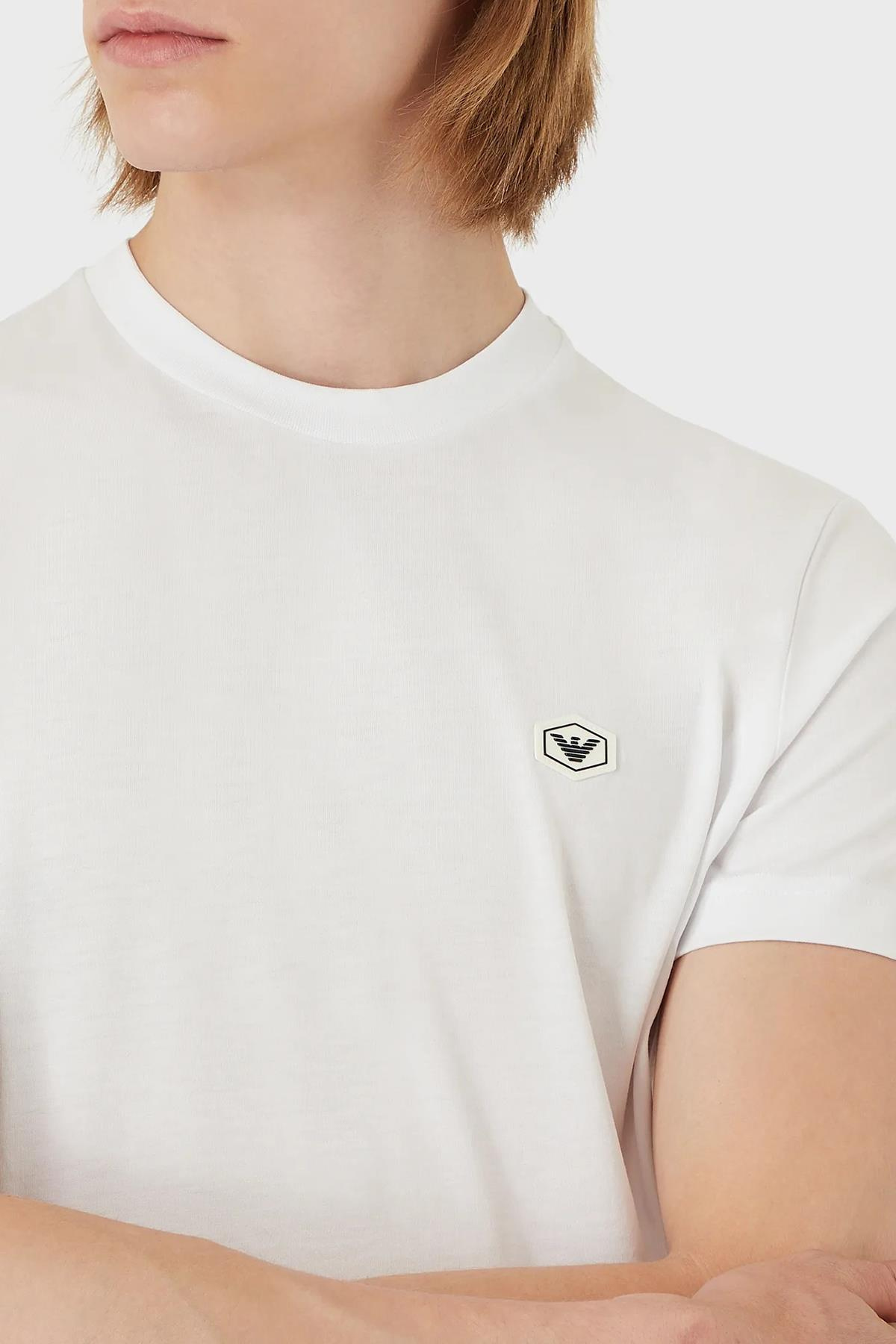Emporio Armani Emporıo Armani Erkek Pamuklu Marka Logolu Yuvarlak Yaka Beyaz T-Shirt 8N1TQ6 1JRGZ-0100