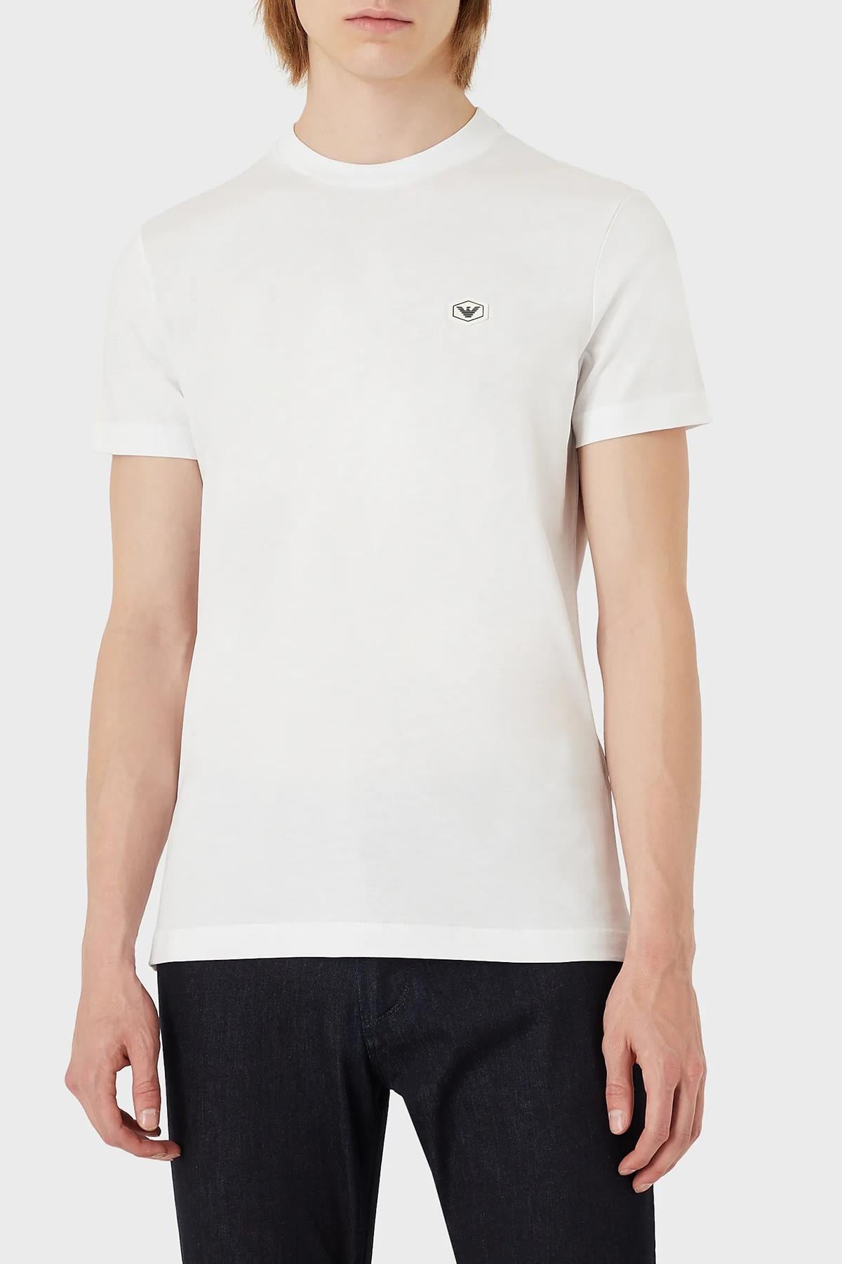 Emporio Armani Emporıo Armani Erkek Pamuklu Marka Logolu Yuvarlak Yaka Beyaz T-Shirt 8N1TQ6 1JRGZ-0100