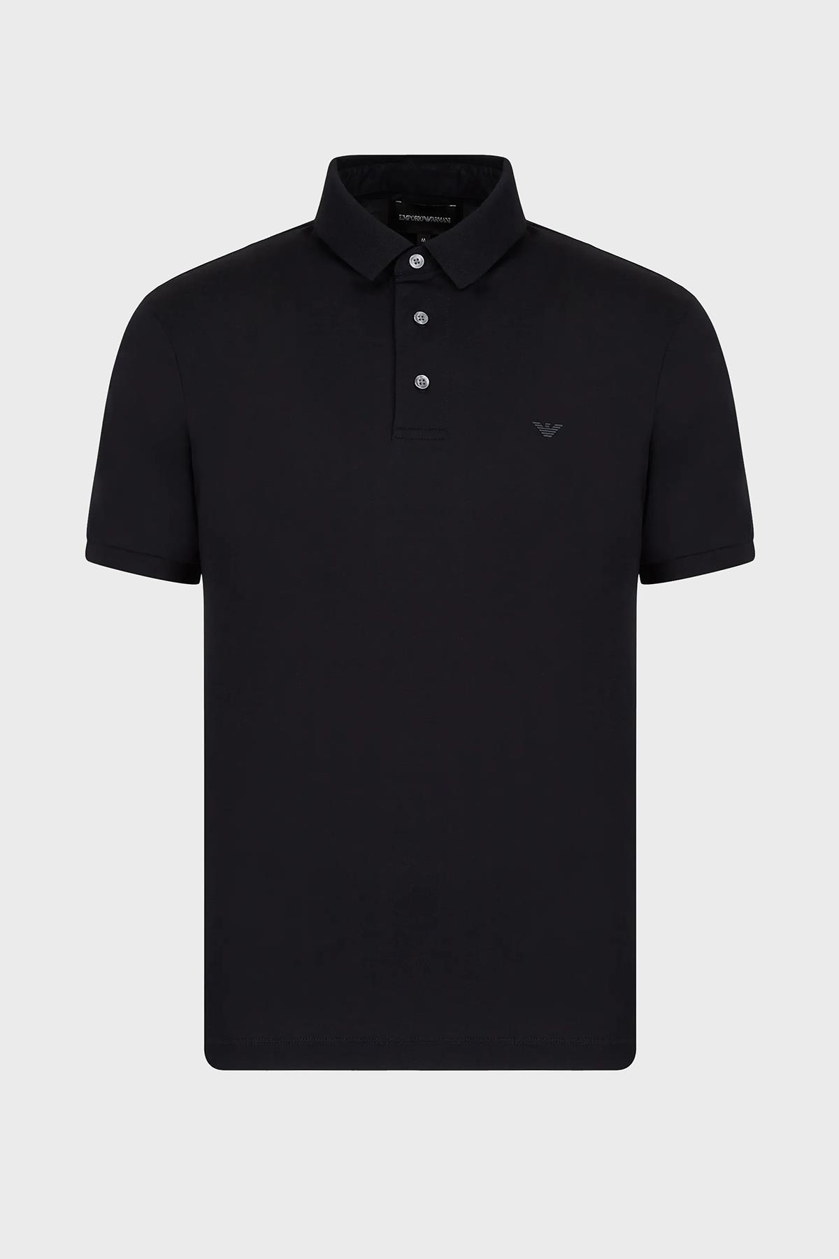 Emporio Armani Emporıo Armani Erkek Pamuklu Jersey Kumaş Marka Logolu Lacivert Polo Yaka T-Shirt 8N1F96 1JUVZ-0920