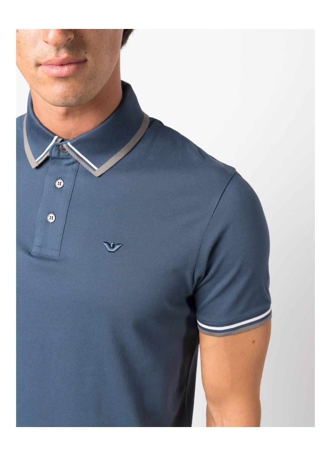 Emporio Armani Emporıo Armani Erkek Pamuklu Kısa Kollu Günlük Mavi Polo Yaka T-Shirt 6R1F82 1JTKZ-09B2