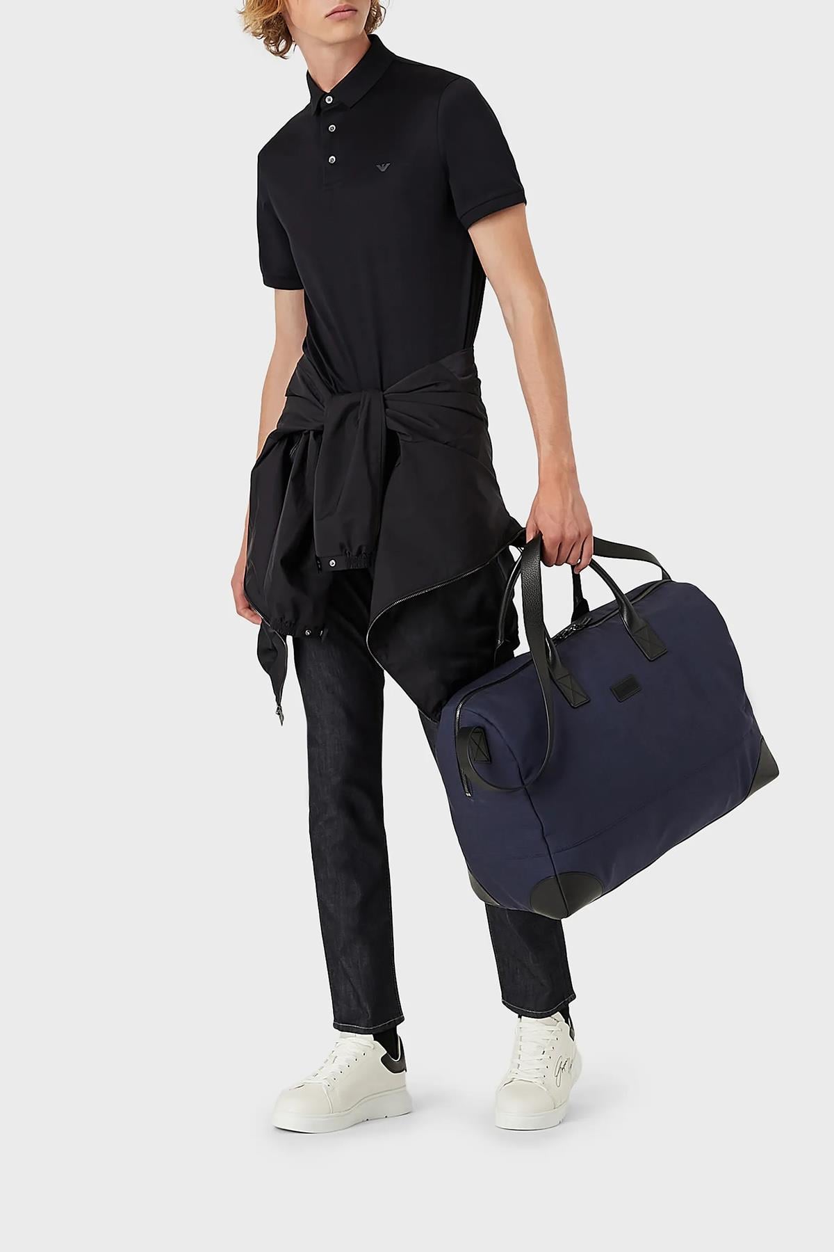 Emporio Armani Emporıo Armani Erkek Pamuklu Jersey Kumaş Marka Logolu Lacivert Polo Yaka T-Shirt 8N1F96 1JUVZ-0920