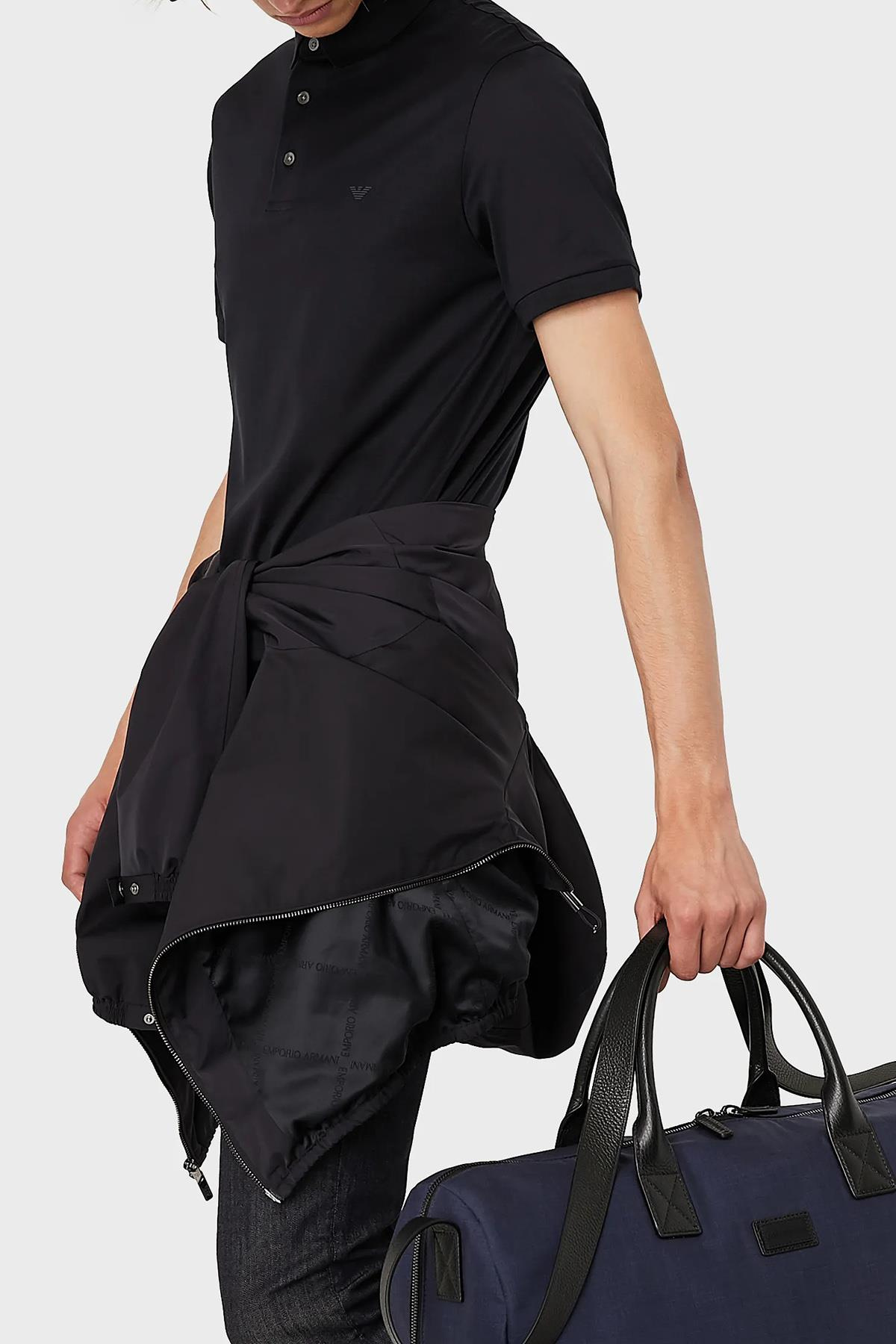Emporio Armani Emporıo Armani Erkek Pamuklu Jersey Kumaş Marka Logolu Lacivert Polo Yaka T-Shirt 8N1F96 1JUVZ-0920