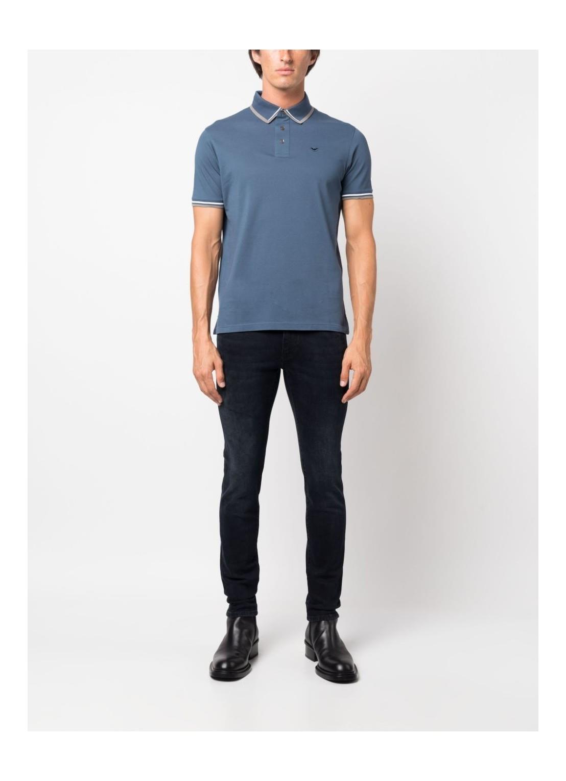 Emporio Armani Emporıo Armani Erkek Pamuklu Kısa Kollu Günlük Mavi Polo Yaka T-Shirt 6R1F82 1JTKZ-09B2
