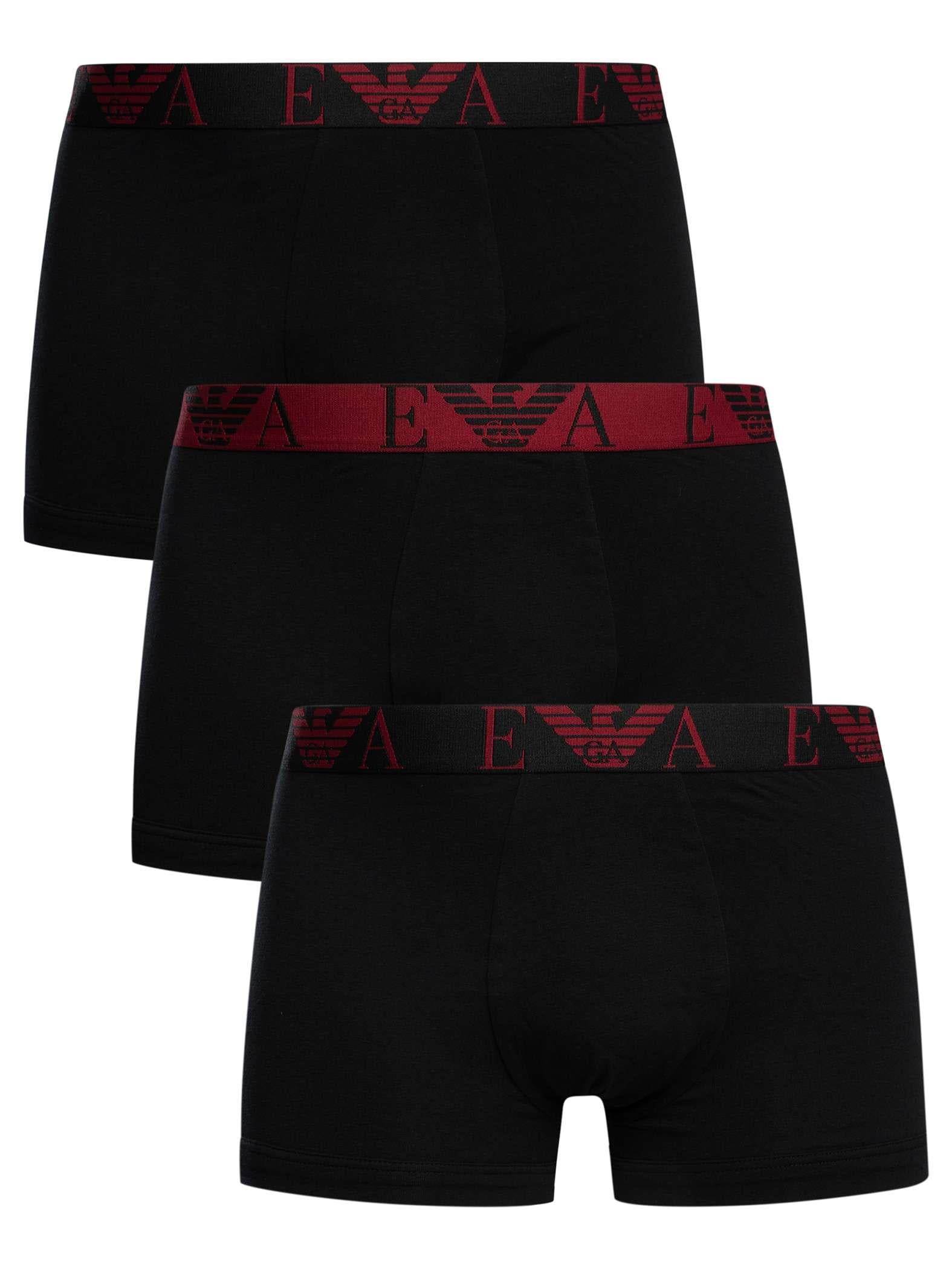EMPORIO ARMANI Emporıo Armani Erkek Pamuklu Beli Logolu Lastikli 3'lü Siyah Boxer 3'lü EM000259 AF10778-MC406