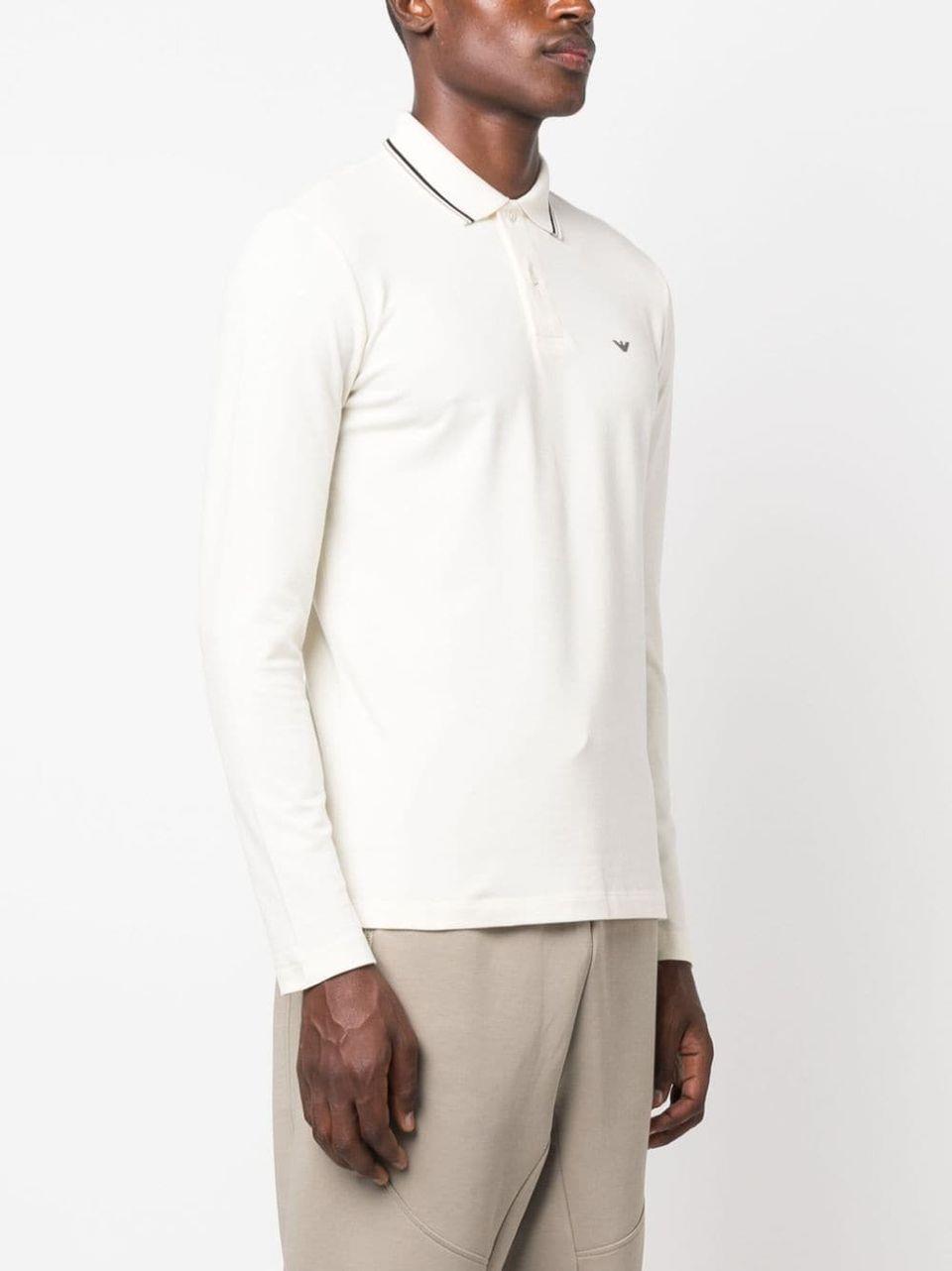 Emporio Armani Emporıo Armani Erkek Polo Yaka Uzun Kollu Pamuklu Rahat Kesim Beyaz Polo Yaka T-Shirt 8N1FB5 1JPTZ-0128