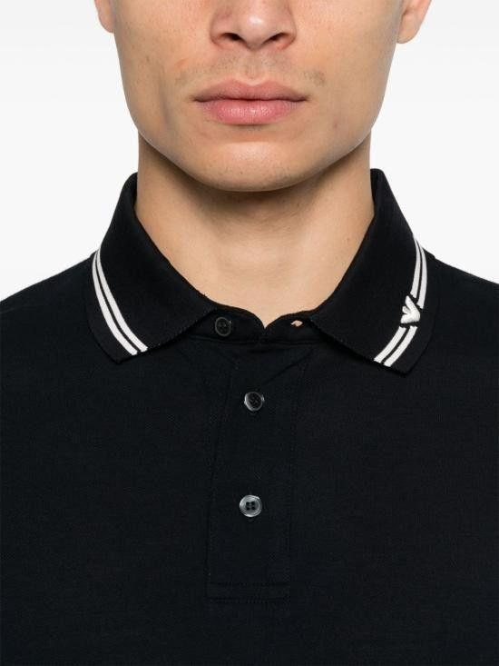 EMPORIO ARMANI Emporıo Armani Erkek Polo Yaka Kısa Kollu Düğmeli Yaka ve Kol Uçları Şerit Detaylı Lacivert1 Polo Yaka T-Shirt EM000852 AF12955-FB274