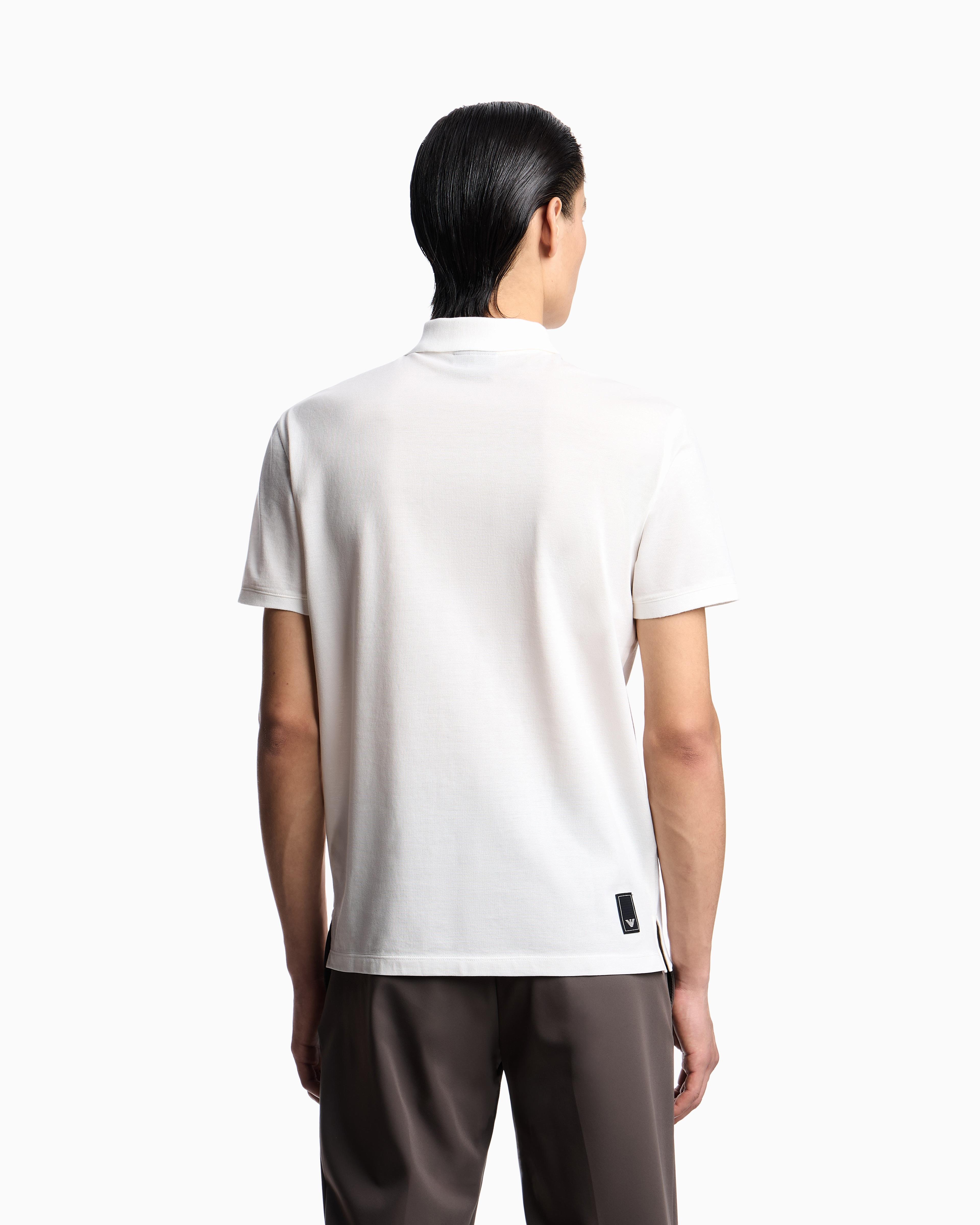 EMPORIO ARMANI Emporıo Armani Erkek Polo Yaka Normal Kesim Saf Pamuklu Kısa Kollu Beyaz Polo Yaka T-Shirt EM001146 AF13742-U0003