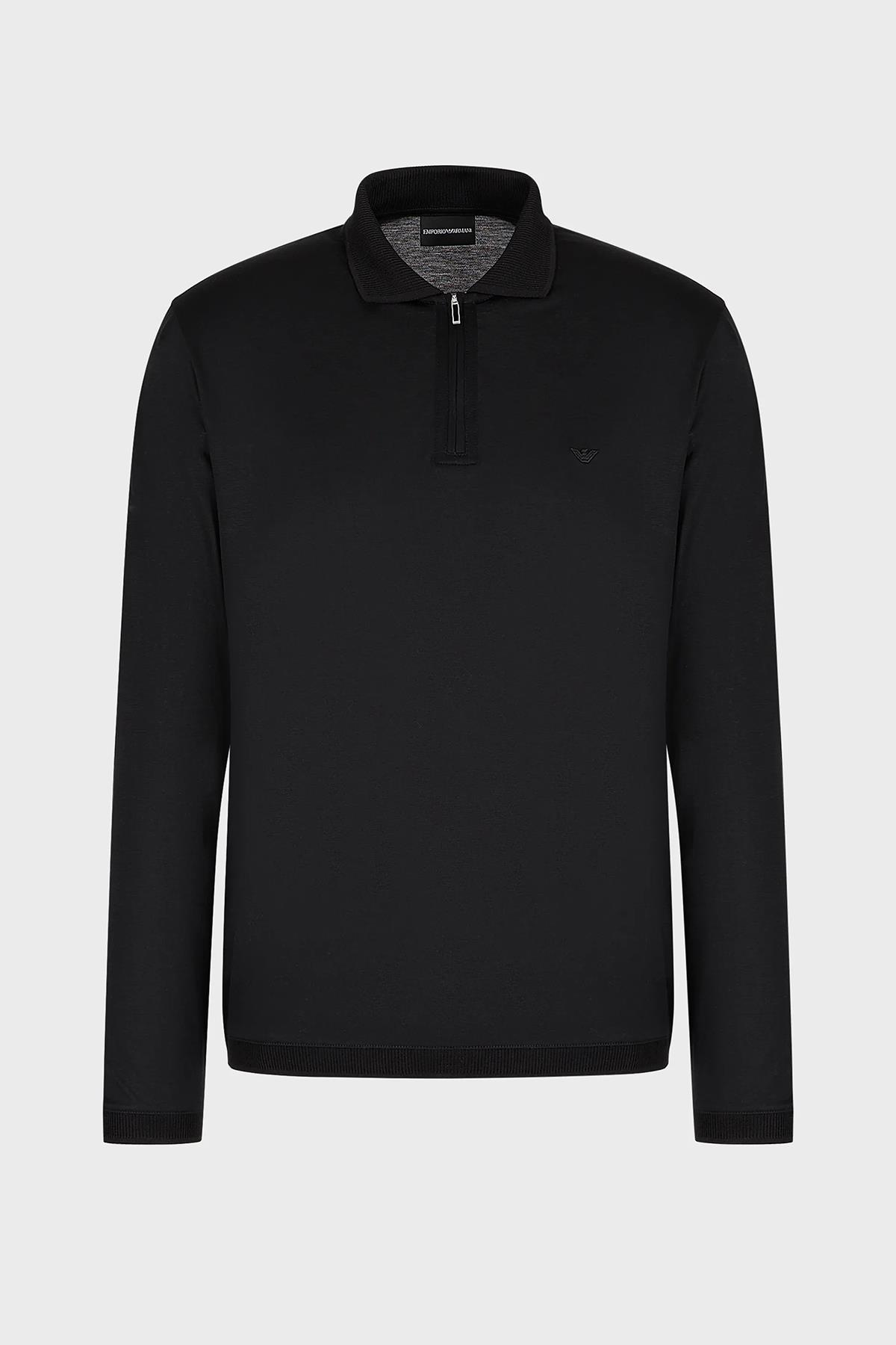 Emporio Armani Emporıo Armani Erkek Polo Yaka Düğme Kapamalı Kısa Kollu Siyah Polo Yaka T-Shirt 6R1F85 1JUVZ-0999