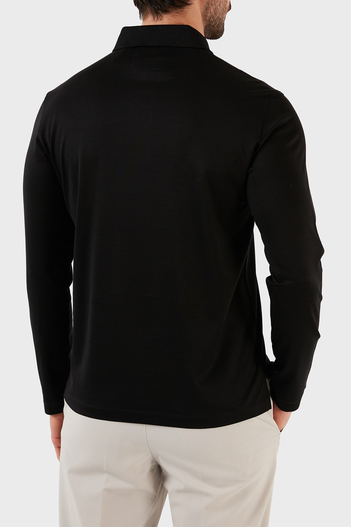 Emporio Armani Emporıo Armani Erkek Polo Yaka Uzun Kollu Pamuklu Rahat Kesim Siyah Polo Yaka T-Shirt 8N1F97 1JUVZ-0999