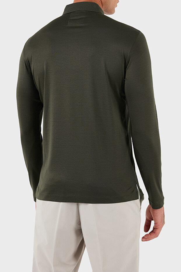 Emporio Armani Emporıo Armani Erkek Polo Yaka Uzun Kollu Pamuklu Rahat Kesim Yeşil Polo Yaka T-Shirt 8N1F97 1JUVZ-U8120