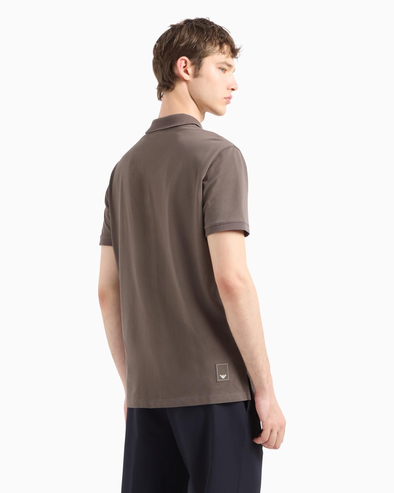 EMPORIO ARMANI Emporıo Armani Erkek Polo Yaka Normal Kesim Saf Pamuklu Kısa Kollu Kahverengi Polo Yaka T-Shirt EM001146 AF13742-U6200