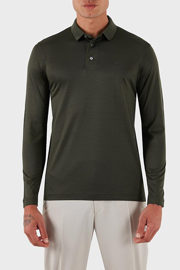 Emporio Armani Emporıo Armani Erkek Polo Yaka Uzun Kollu Pamuklu Rahat Kesim Yeşil Polo Yaka T-Shirt 8N1F97 1JUVZ-U8120