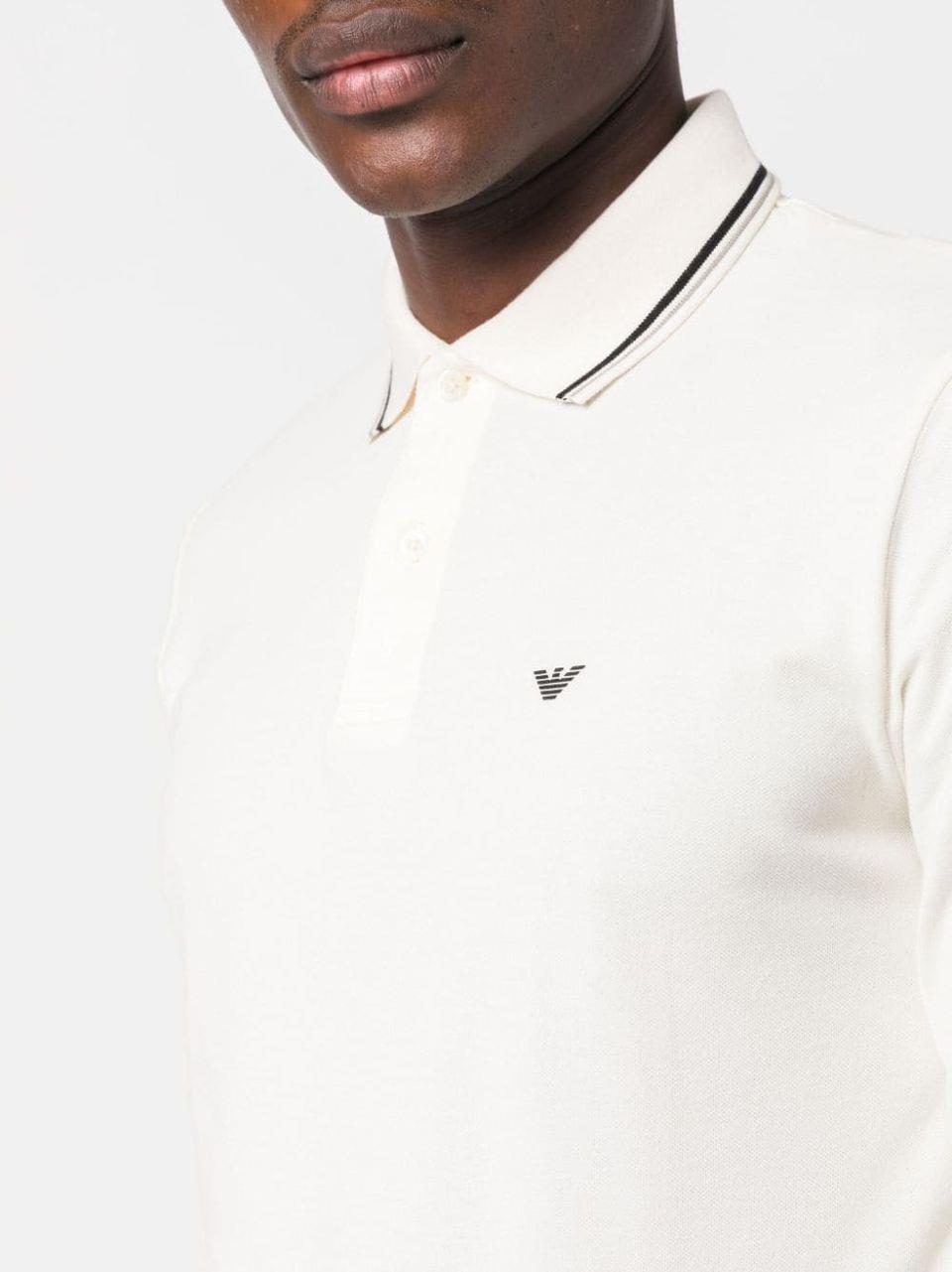 Emporio Armani Emporıo Armani Erkek Polo Yaka Uzun Kollu Pamuklu Rahat Kesim Beyaz Polo Yaka T-Shirt 8N1FB5 1JPTZ-0128