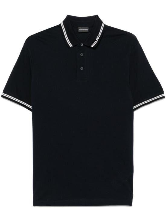 EMPORIO ARMANI Emporıo Armani Erkek Polo Yaka Kısa Kollu Düğmeli Yaka ve Kol Uçları Şerit Detaylı Lacivert1 Polo Yaka T-Shirt EM000852 AF12955-FB274
