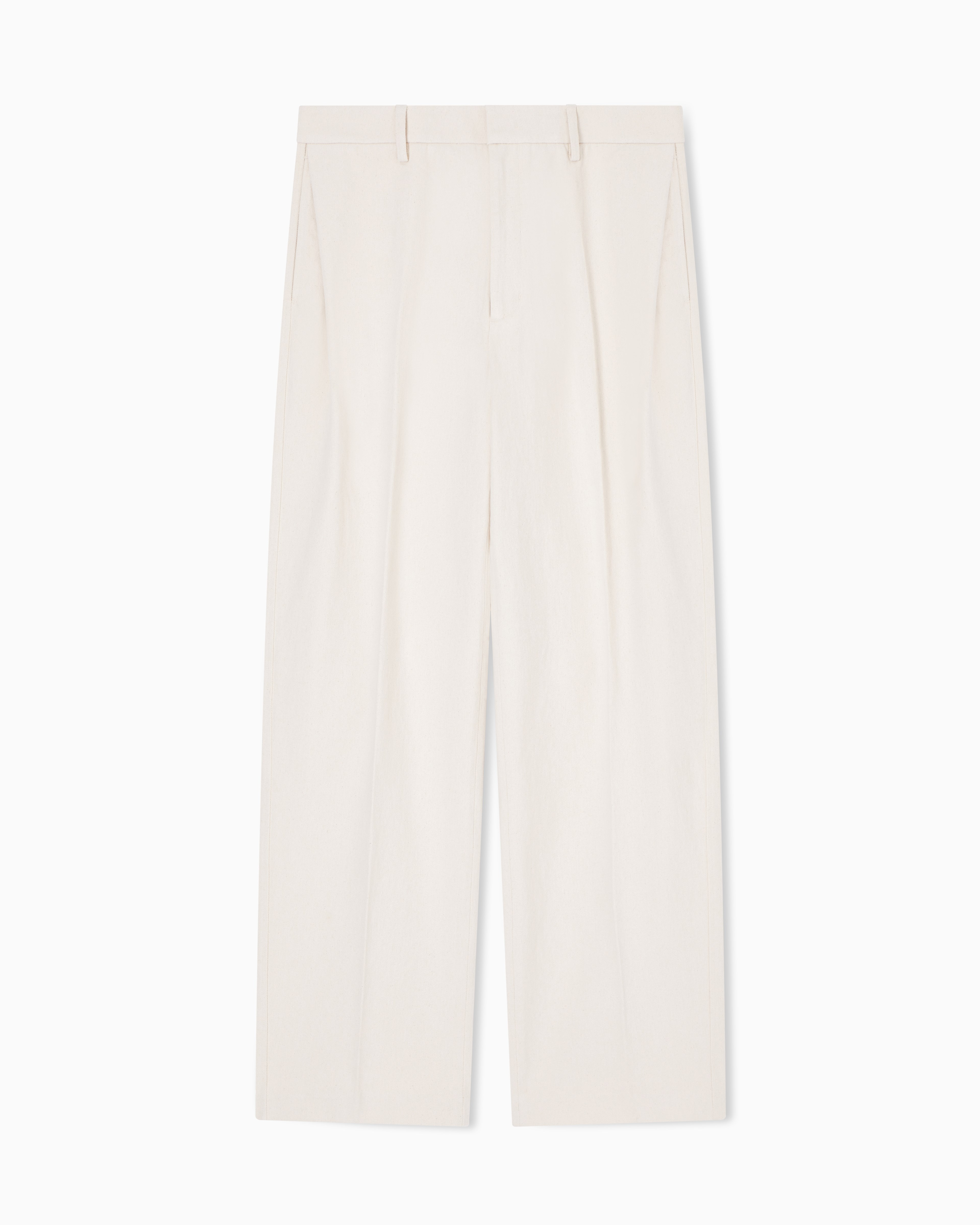 Emporio Armani Emporıo Armani Erkek Rahat Kesim Saf Pamuklu Sert Kumaş Pileli Bej Pantolon EM004900 AF12938-U1088