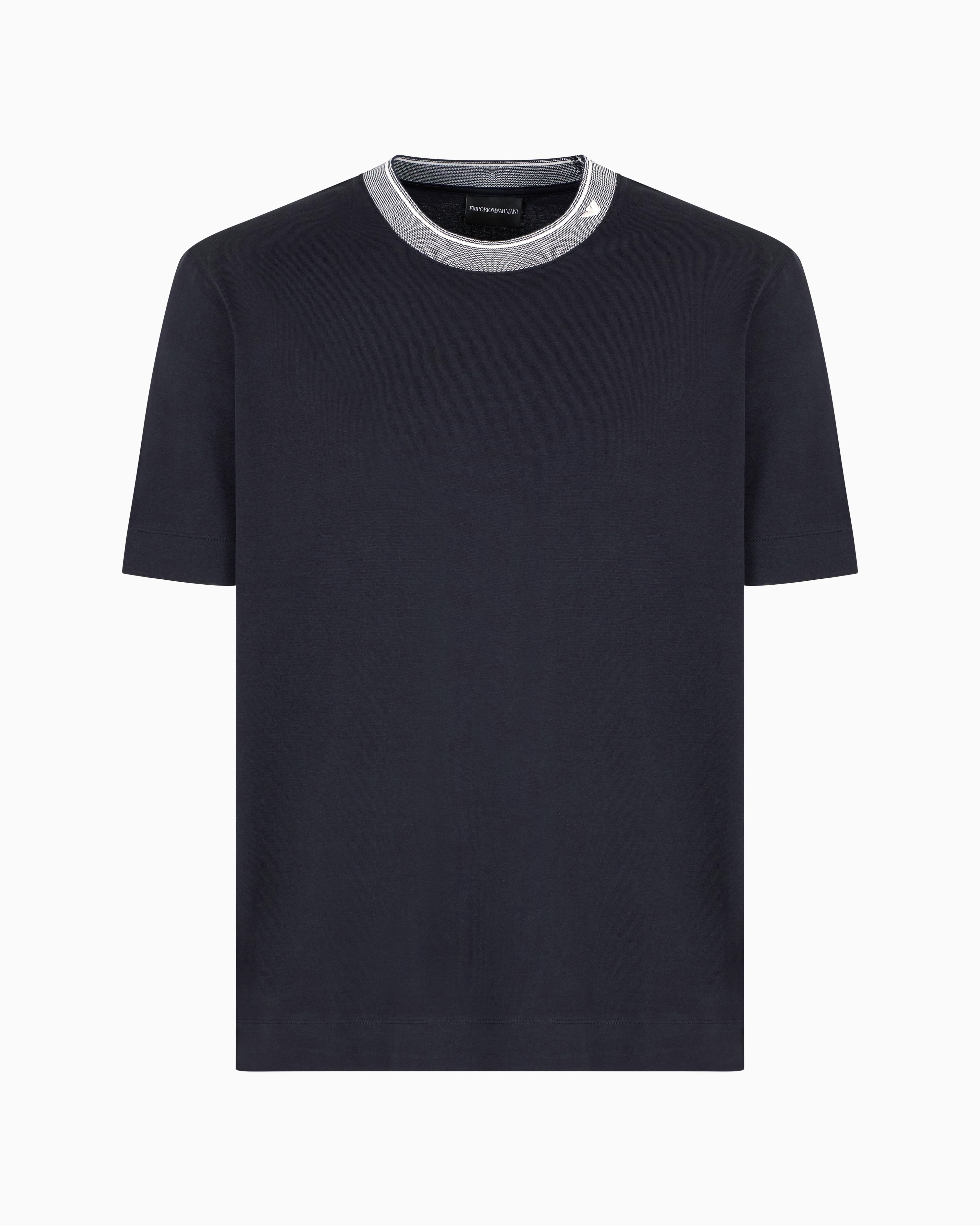 EMPORIO ARMANI Emporıo Armani Erkek Regular Fit Pamuklu Kartal İşlemeli Yuvarlak Yaka Lacivert T-Shirt EM000853 AF12926-UB118