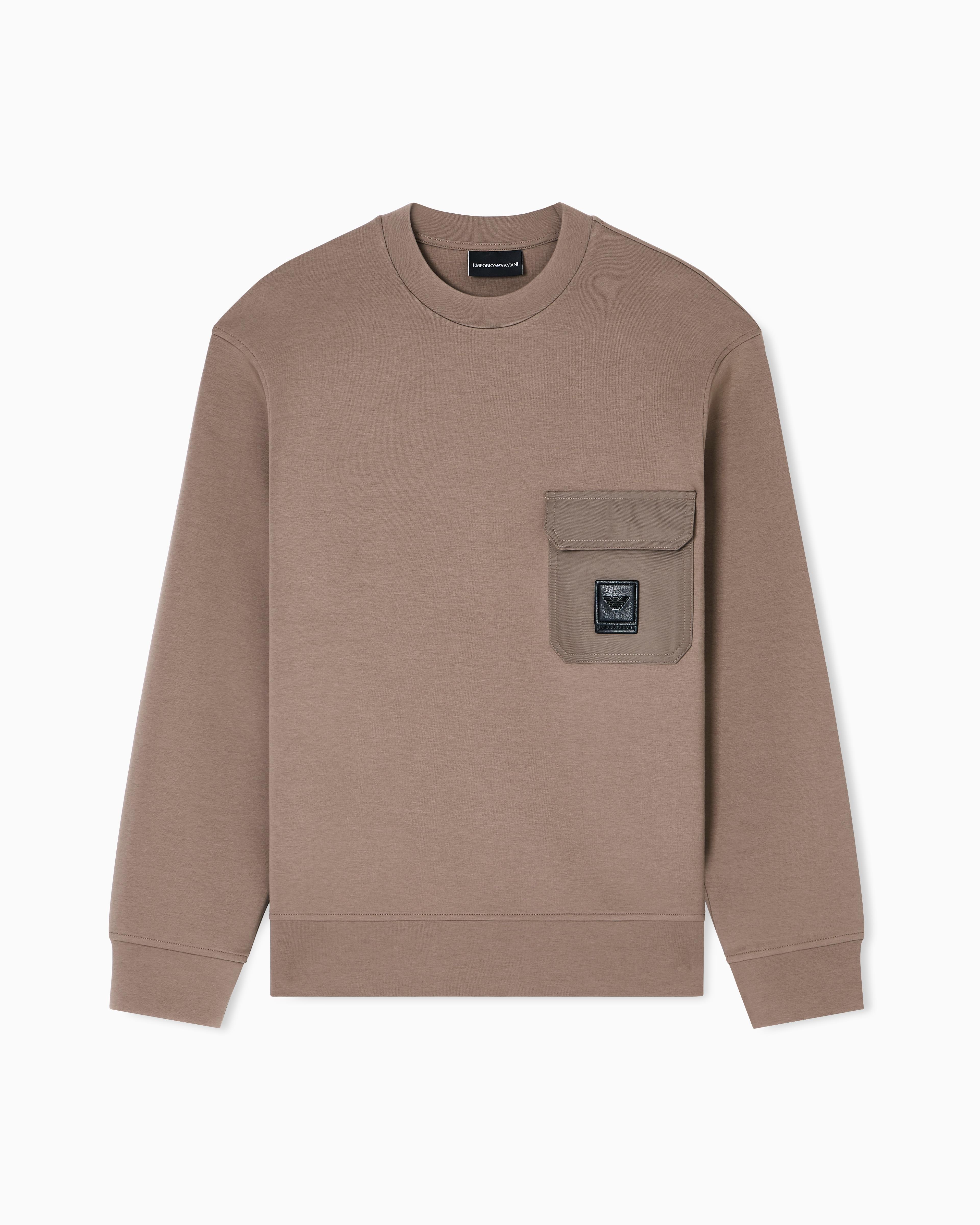 Emporio Armani Emporıo Armani Erkek Regular Fit Yuvarlak Yakalı Cep Detaylı Uzun Kollu Bej Sweatshirt EM002925 AF10013-U6189