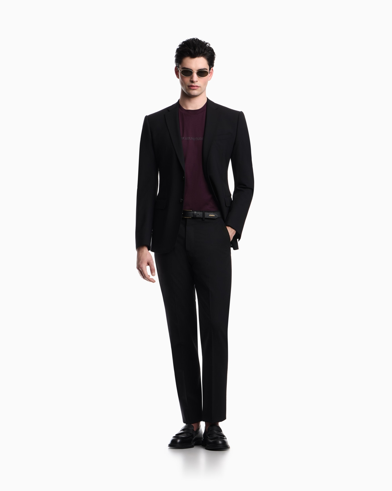 Emporio Armani Emporıo Armani Erkek Regular Fit Logo Detaylı Pamuklu Kısa Kollu Mor1 T-Shirt EM004583 AF13669-MA117