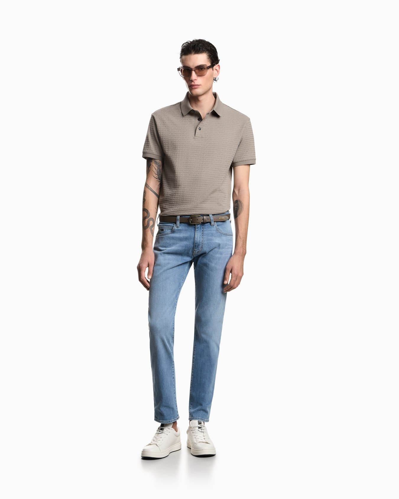 Emporio Armani Emporıo Armani Erkek Regular Fit Mikro Kartal Desenli Yuvarlak Yakalı Kısa Kollu Gri T-Shirt EM004522 AF10762-F6219