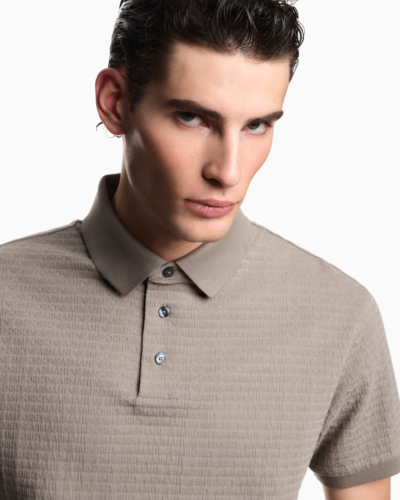 Emporio Armani Emporıo Armani Erkek Regular Fit Mikro Kartal Desenli Yuvarlak Yakalı Kısa Kollu Gri T-Shirt EM004522 AF10762-F6219