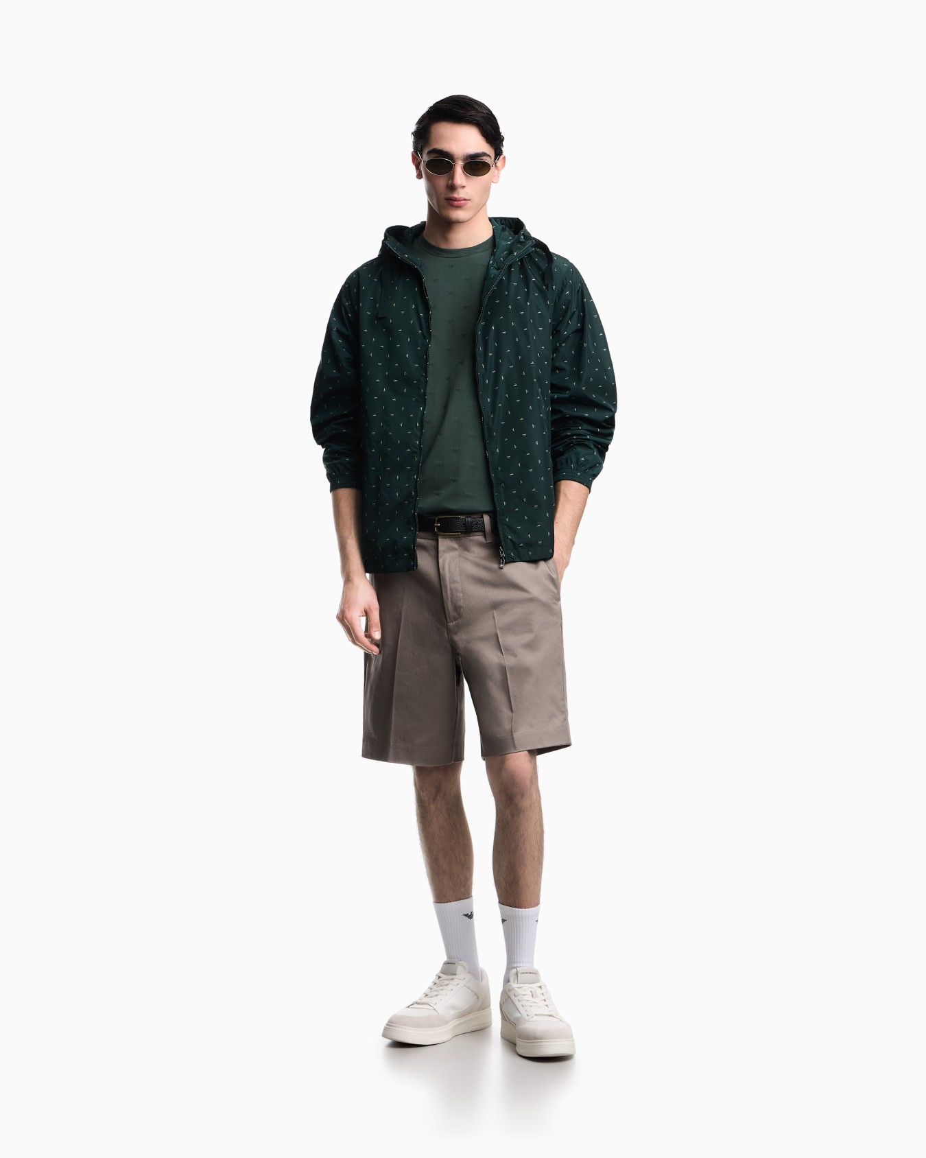 Emporio Armani Emporıo Armani Erkek Regular Fit Mikro Kartal Desenli Yuvarlak Yakalı Kısa Kollu Yeşil T-Shirt EM004522 AF10762-F7171