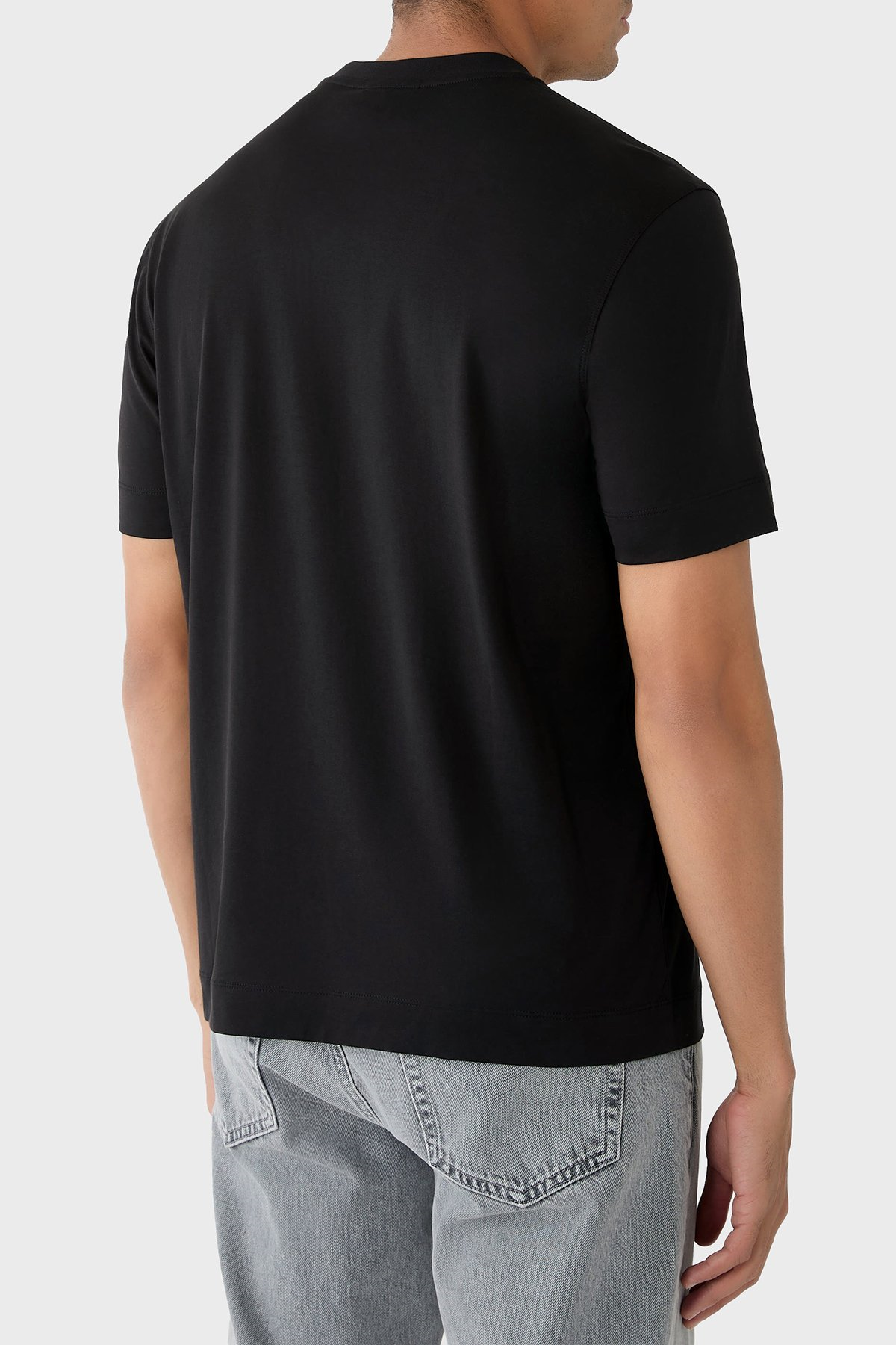 Emporio Armani Emporıo Armani Erkek Regular Fit Bisiklet Yaka Desenli Kısa Kollu Siyah T-Shirt EM004994 AF24470-UC001