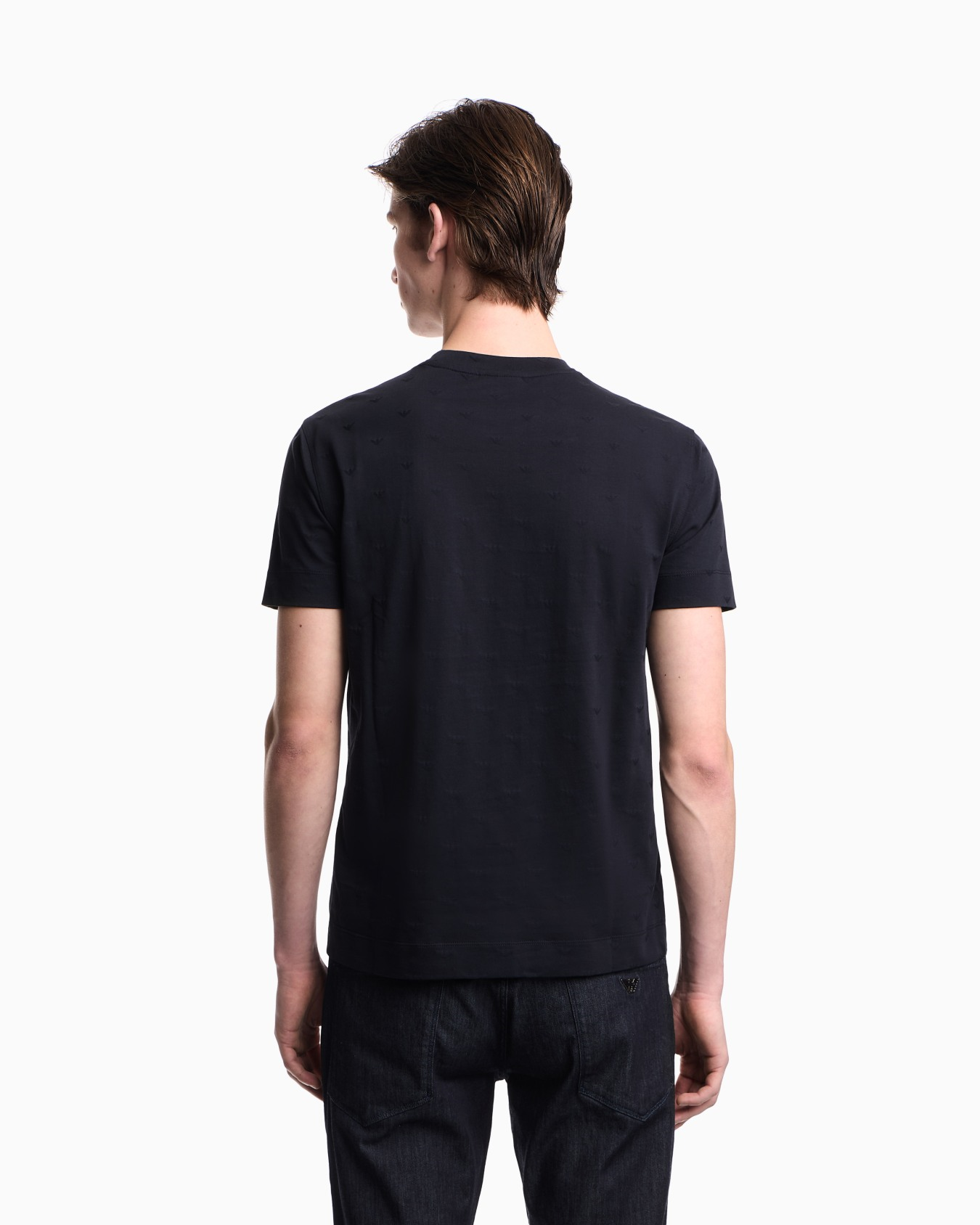 Emporio Armani Emporıo Armani Erkek Regular Fit Mikro Kartal Desenli Yuvarlak Yakalı Kısa Kollu Lacivert T-Shirt EM004522 AF10762-FB469