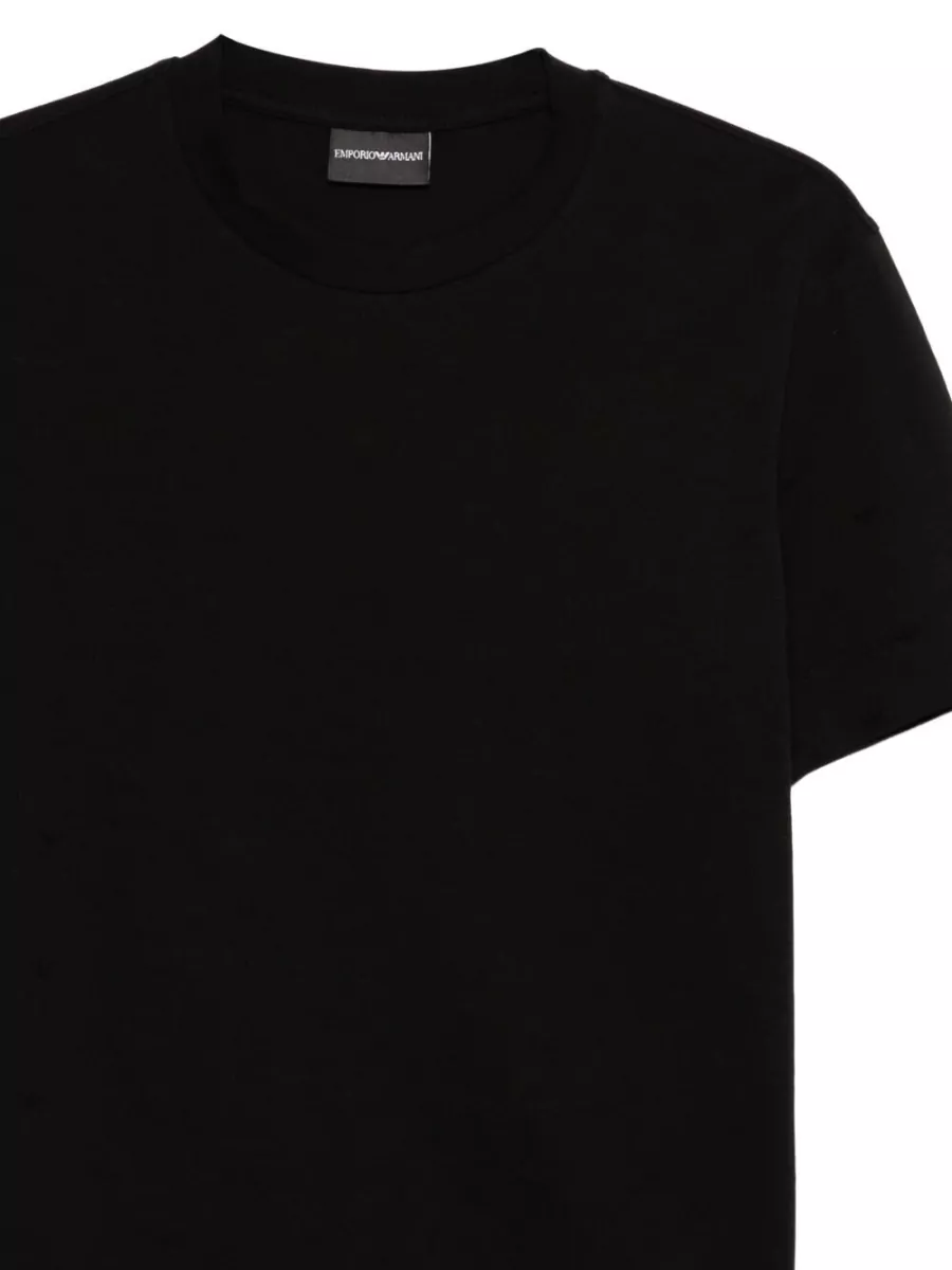 Emporio Armani Emporıo Armani Erkek Regular Fit Mikro Kartal Desenli Yuvarlak Yakalı Kısa Kollu Siyah T-Shirt EM004522 AF10762-FC346