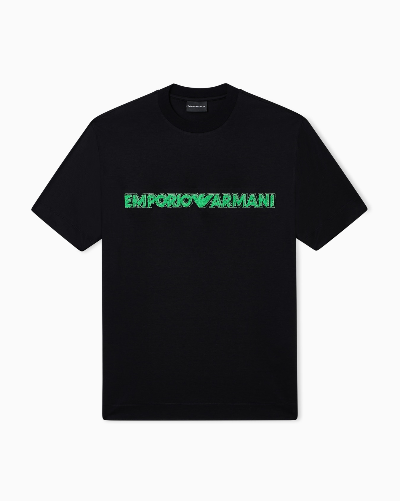 Emporio Armani Emporıo Armani Erkek Regular Fit Yumuşak Dokulu Kabartmalı Pamuklu Yuvarlak Yakalı Kısa Kollu Siyah T-Shirt EM004520 AF13747-UC001