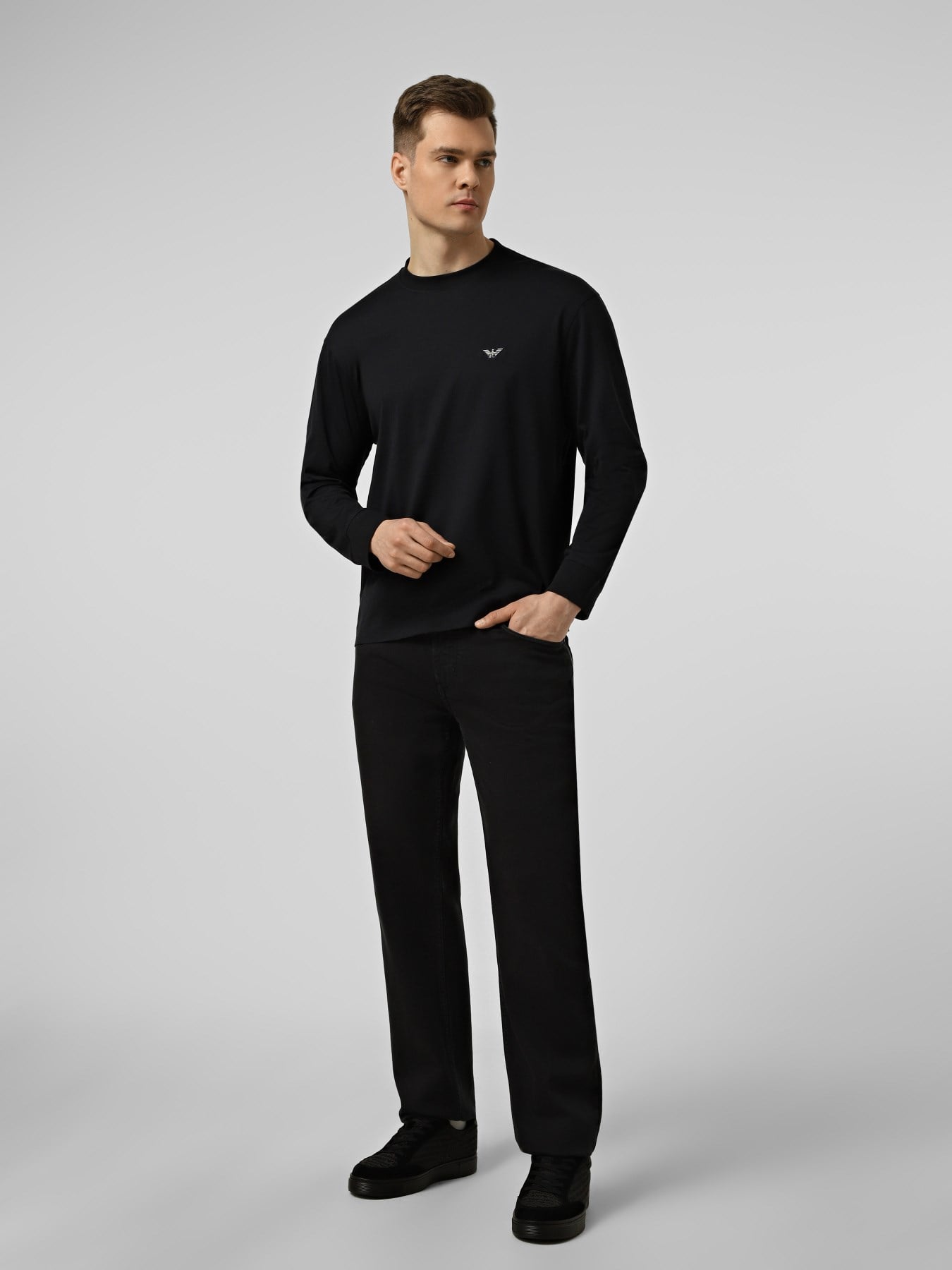Emporio Armani Emporıo Armani Erkek Regular Fit Normal Bel Düz Paça Pamuklu Denim Siyah Pantolon EM000763 AF24540-UC001