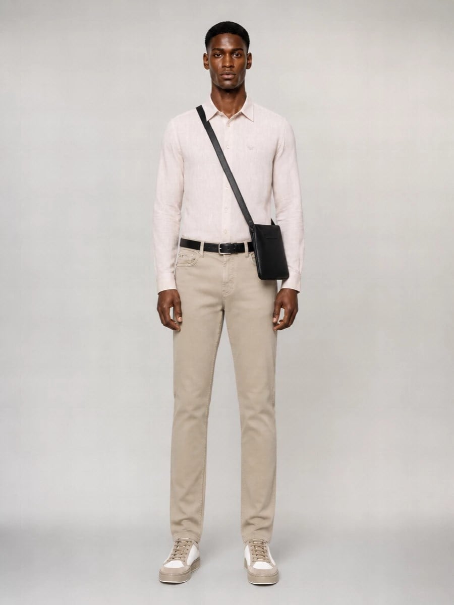 Emporio Armani Emporıo Armani Erkek Regular Fit Normal Bel Düz Paça Pamuklu Denim Bej Pantolon EM000763 AF24540-U8049