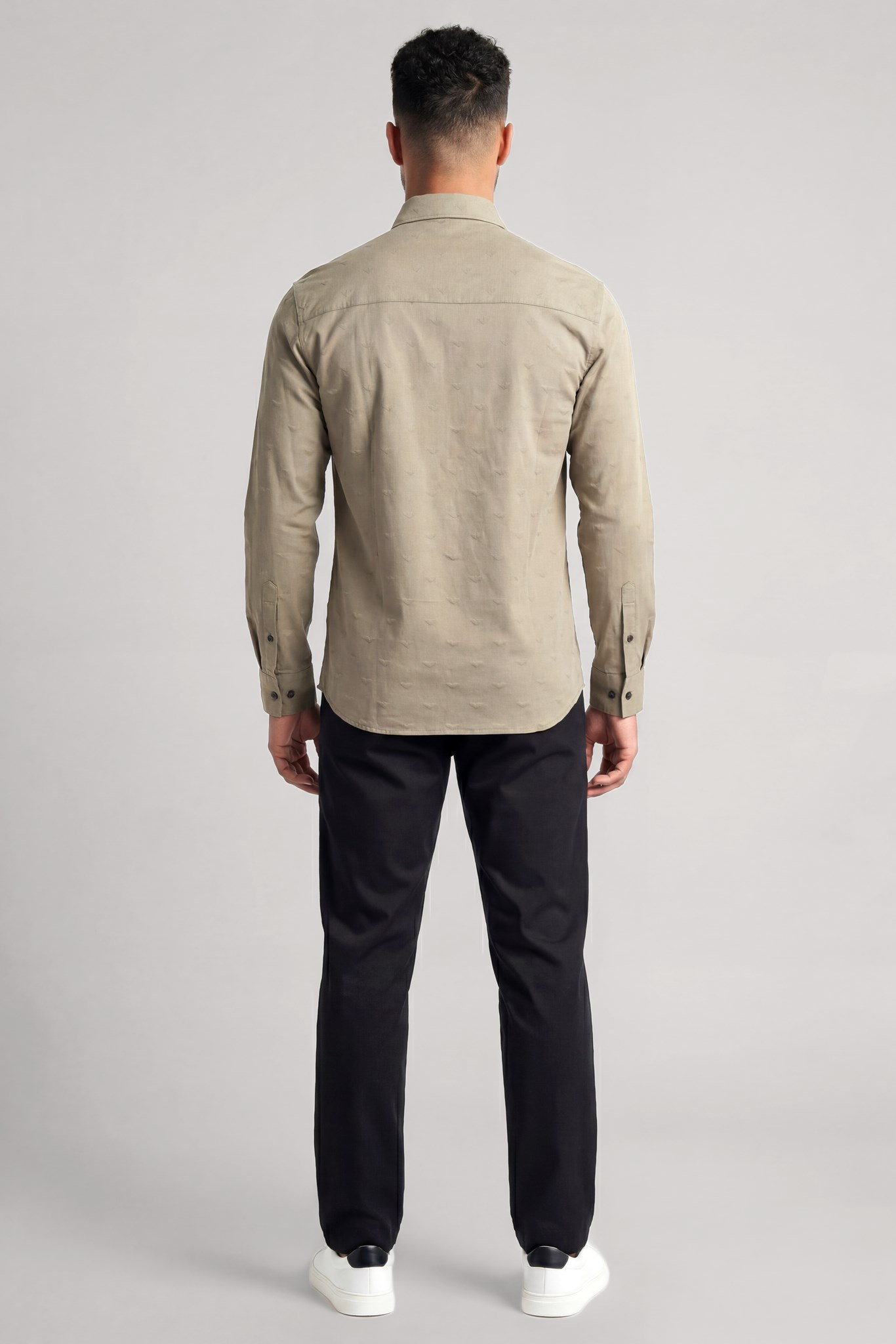 Emporio Armani Emporıo Armani Erkek Regular Fit Mini Kartal Detaylı Pamuklu Uzun Kollu Haki Gömlek EM005446 AF10762-F6219
