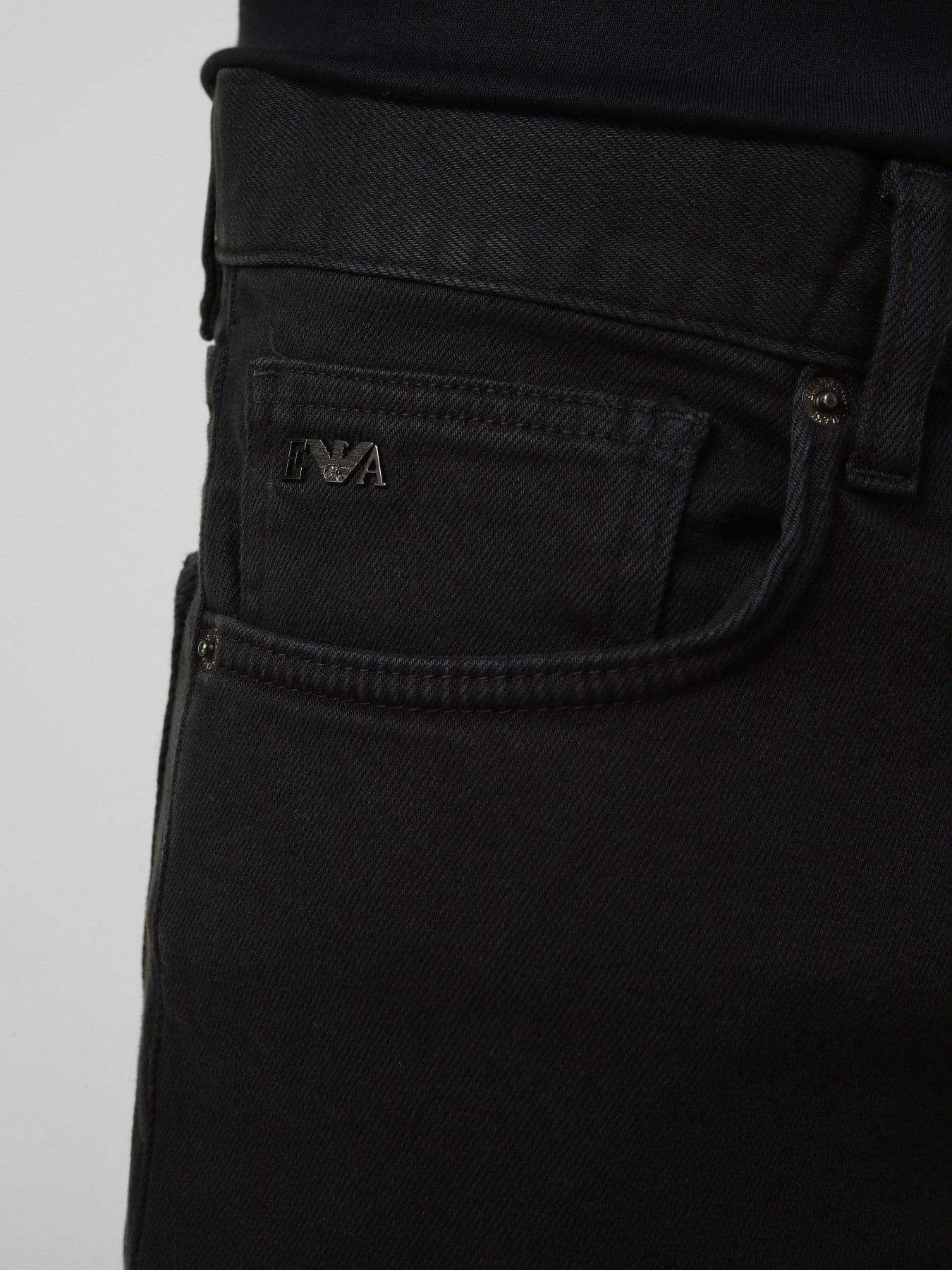 Emporio Armani Emporıo Armani Erkek Regular Fit Normal Bel Düz Paça Pamuklu Denim Siyah Pantolon EM000763 AF24540-UC001