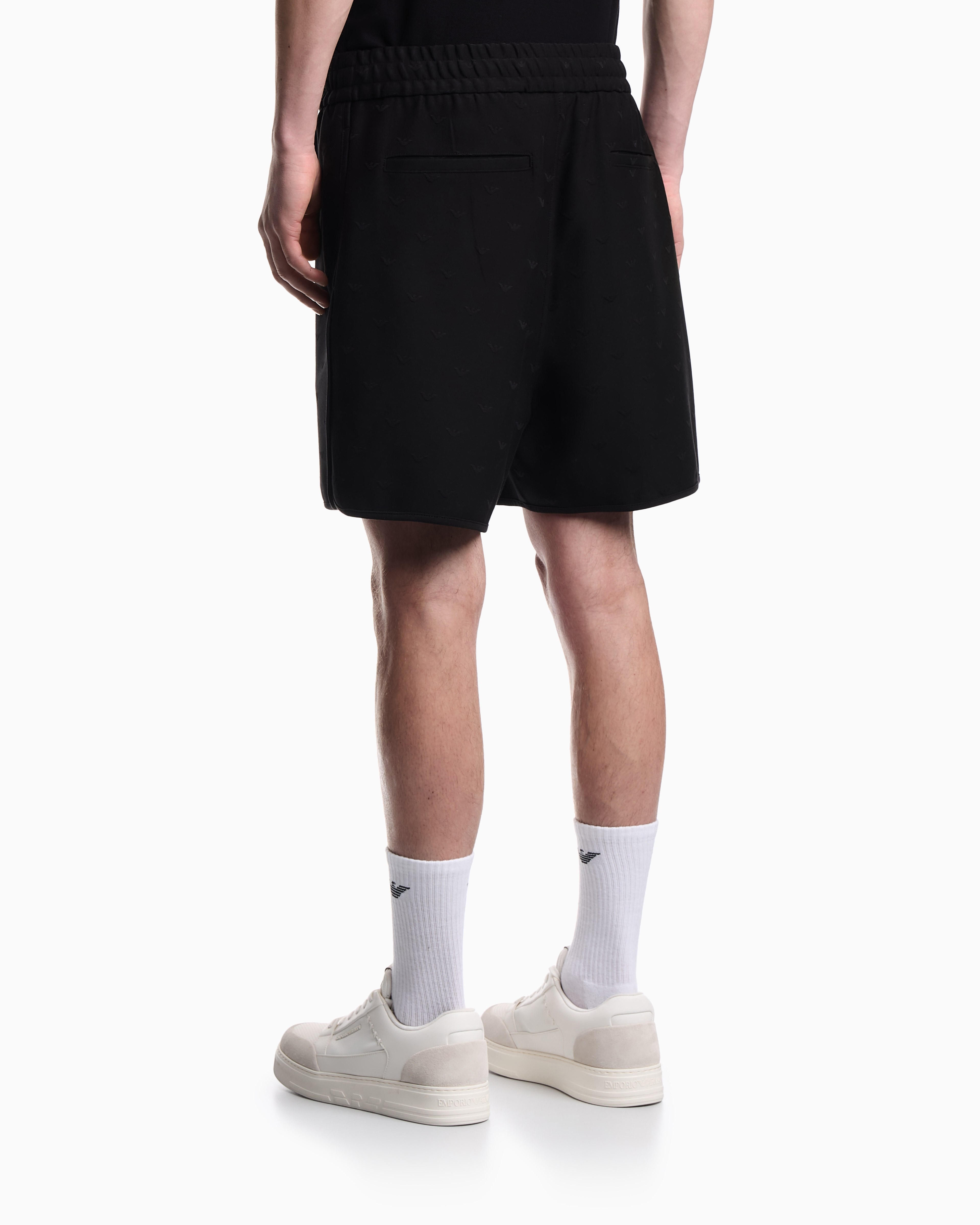 Emporio Armani Emporıo Armani Erkek Regular Fit Pamuklu Mikro Kartal Desenli Beli Lastikli Siyah Şort EM004865 AF13700-FC322