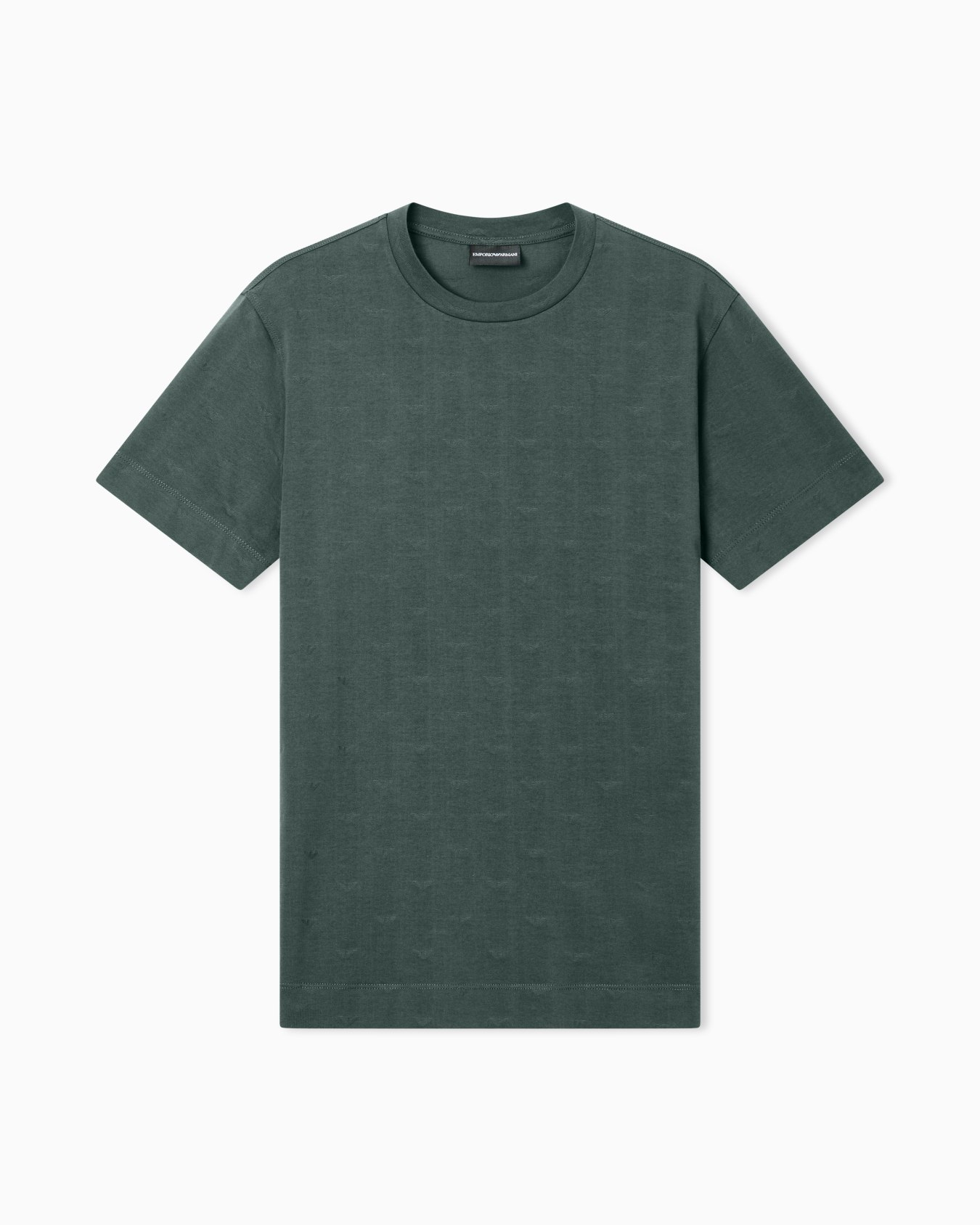 Emporio Armani Emporıo Armani Erkek Regular Fit Mikro Kartal Desenli Yuvarlak Yakalı Kısa Kollu Yeşil T-Shirt EM004522 AF10762-F7171