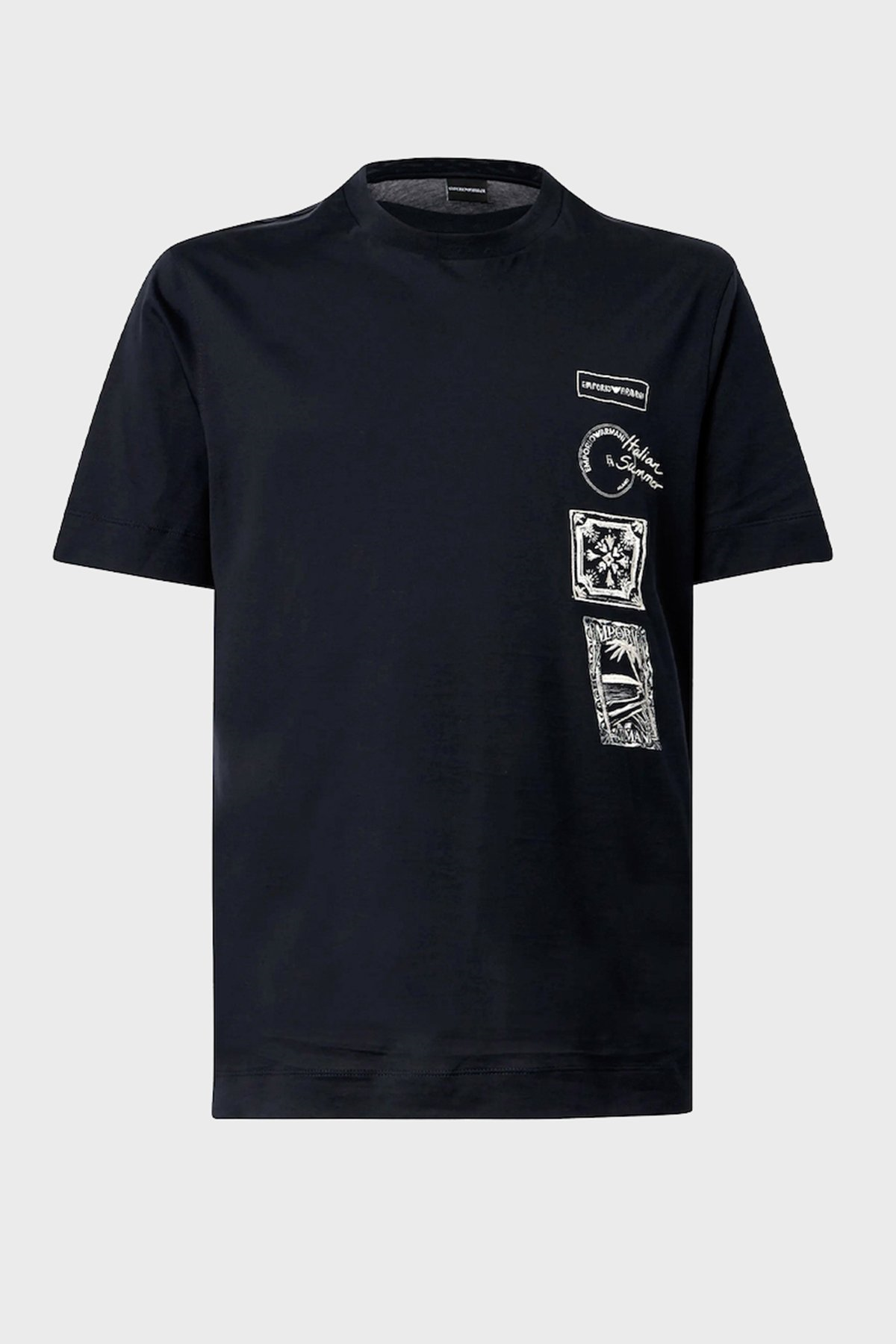 Emporio Armani Emporıo Armani Erkek Regular Fit Bisiklet Yaka Desenli Kısa Kollu Lacivert1 T-Shirt EM004994 AF24470-UB118