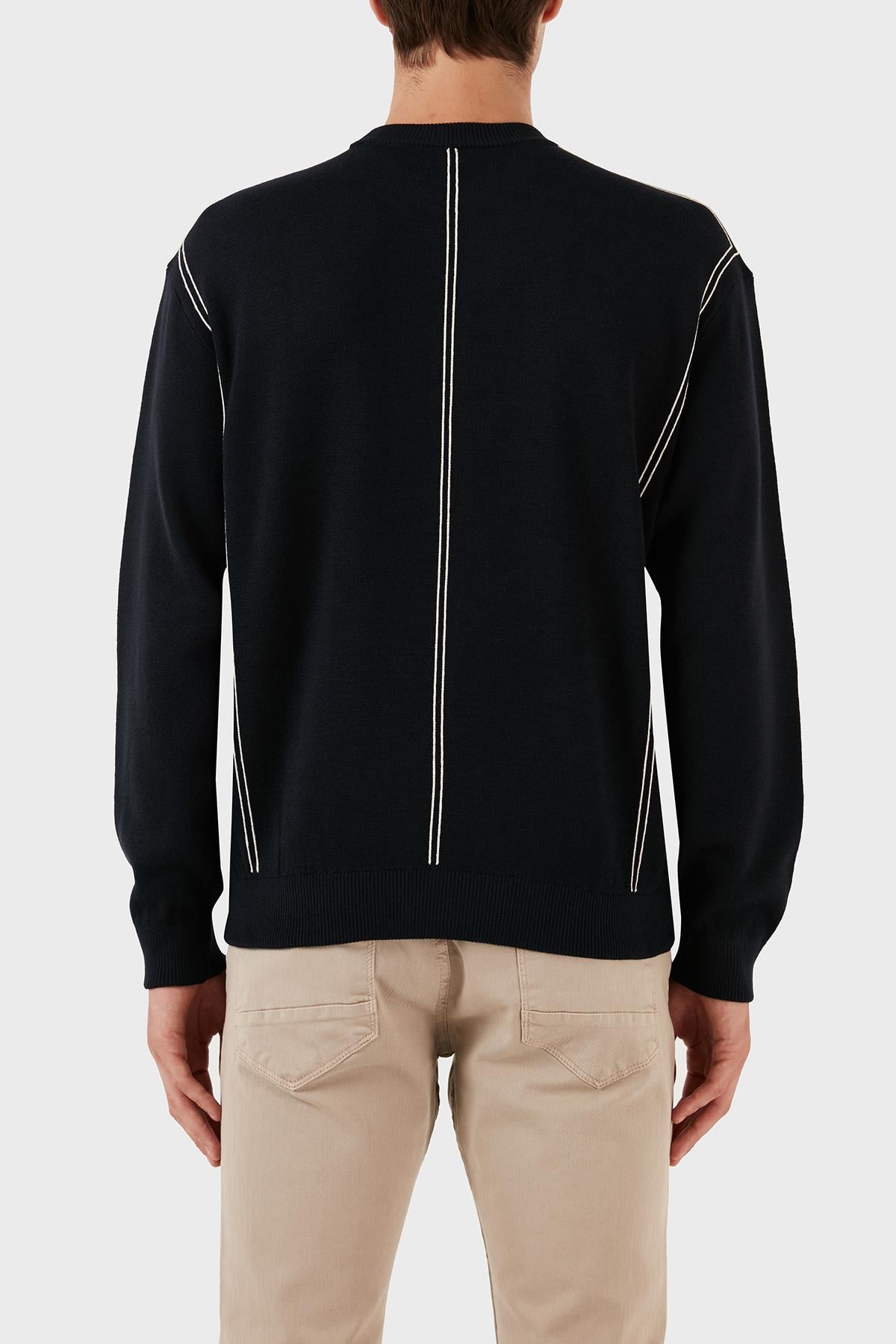 Emporio Armani Emporıo Armani Erkek Regular Fit Pamuklu Bisiklet Yaka Uzun Kollu Lacivert Kazak 6R1MX3 1MOZZ-0920