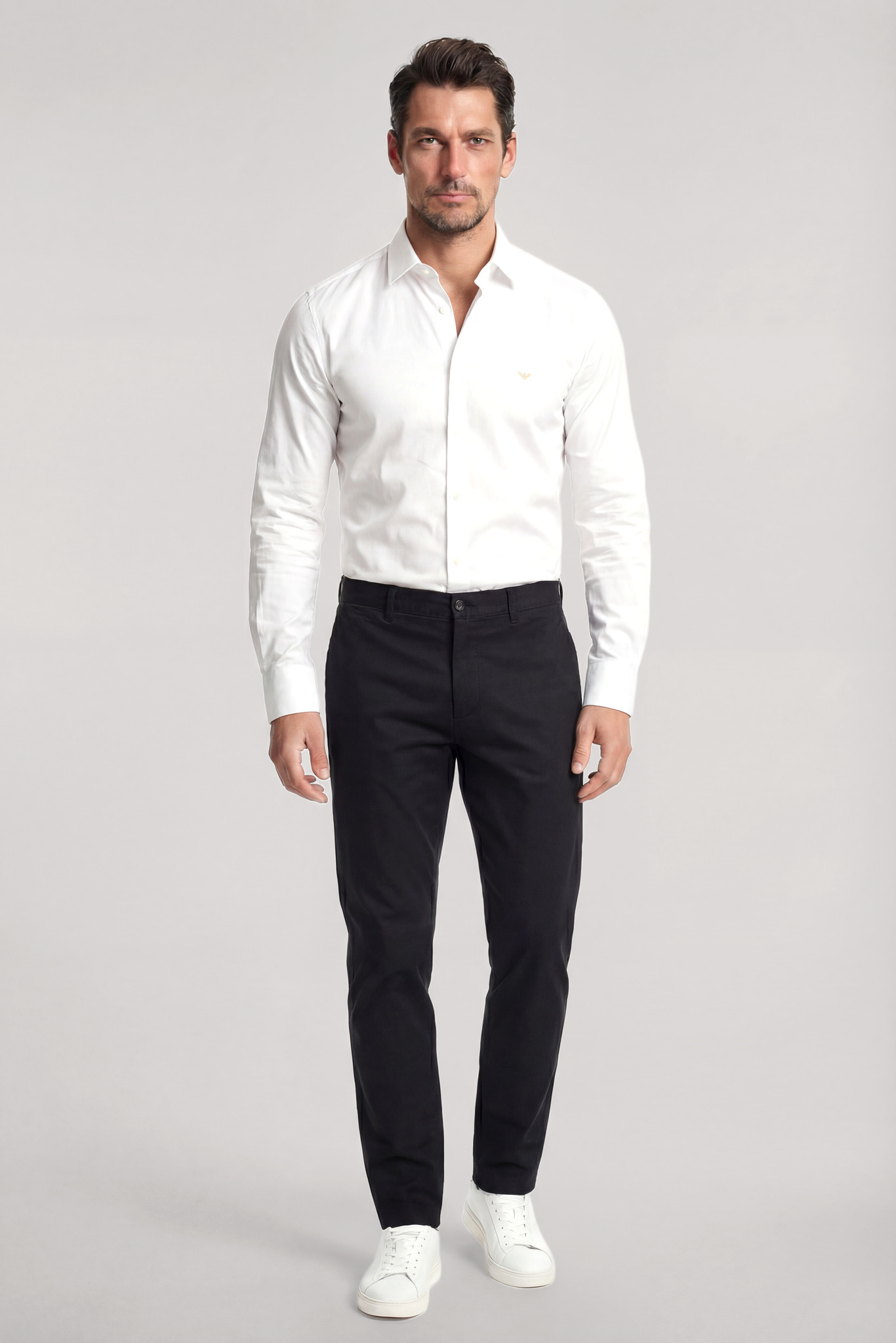 Emporio Armani Emporıo Armani Erkek Regular Fit Kartal Plaka Logolu Uzun Kollu Beyaz Gömlek EM001537 AF13285-U0002