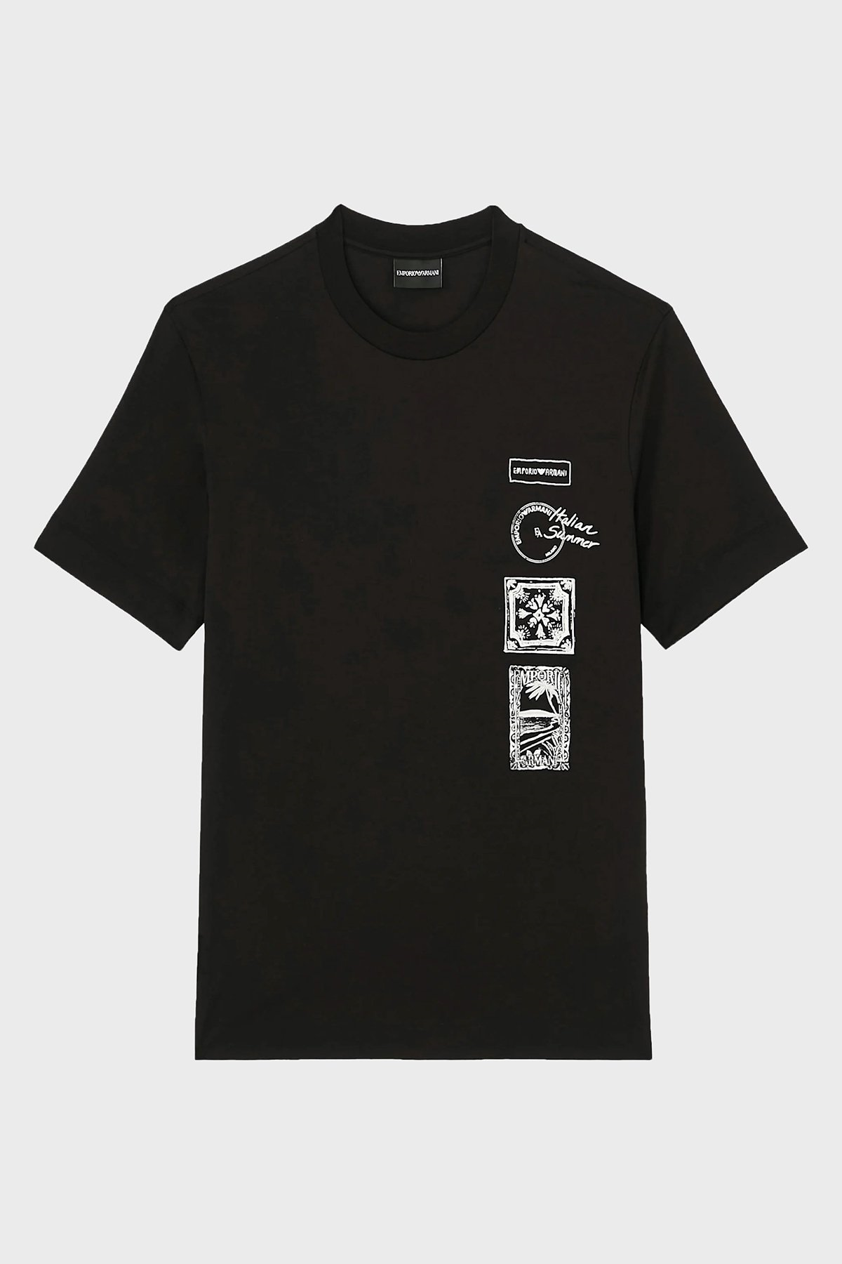 Emporio Armani Emporıo Armani Erkek Regular Fit Bisiklet Yaka Desenli Kısa Kollu Siyah T-Shirt EM004994 AF24470-UC001