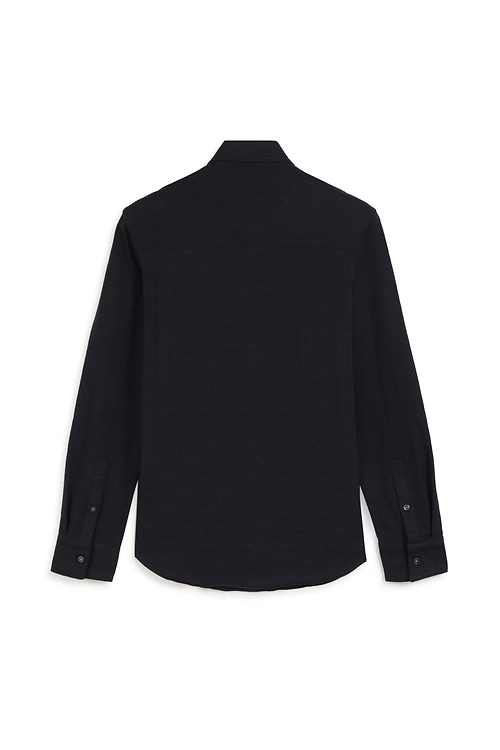Emporio Armani Emporıo Armani Erkek Regular Fit Mini Kartal Detaylı Pamuklu Uzun Kollu Siyah Gömlek EM005446 AF10762-FB469