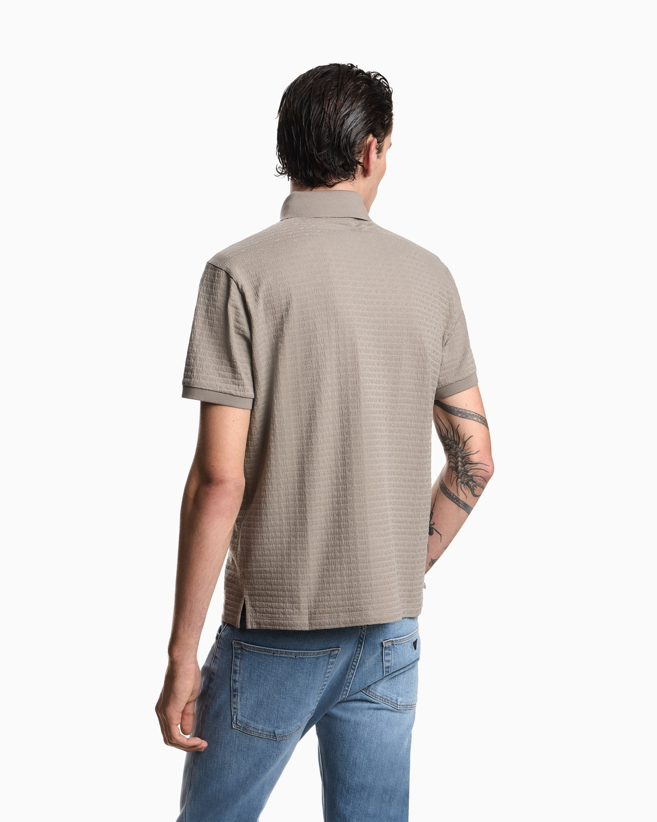 Emporio Armani Emporıo Armani Erkek Regular Fit Mikro Kartal Desenli Yuvarlak Yakalı Kısa Kollu Gri T-Shirt EM004522 AF10762-F6219
