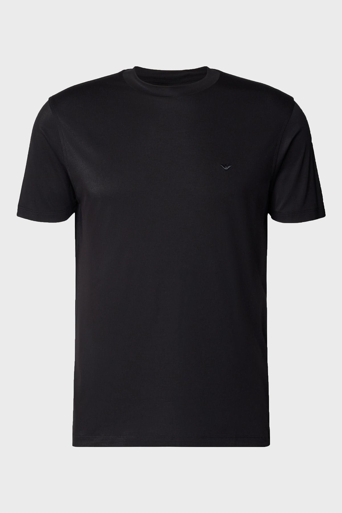 Emporio Armani Emporıo Armani Erkek Regular Fit İpek Karışımlı Kartal Logo Figürlü Kısa Kollu Siyah T-Shirt EM004586 AF13721-UC001