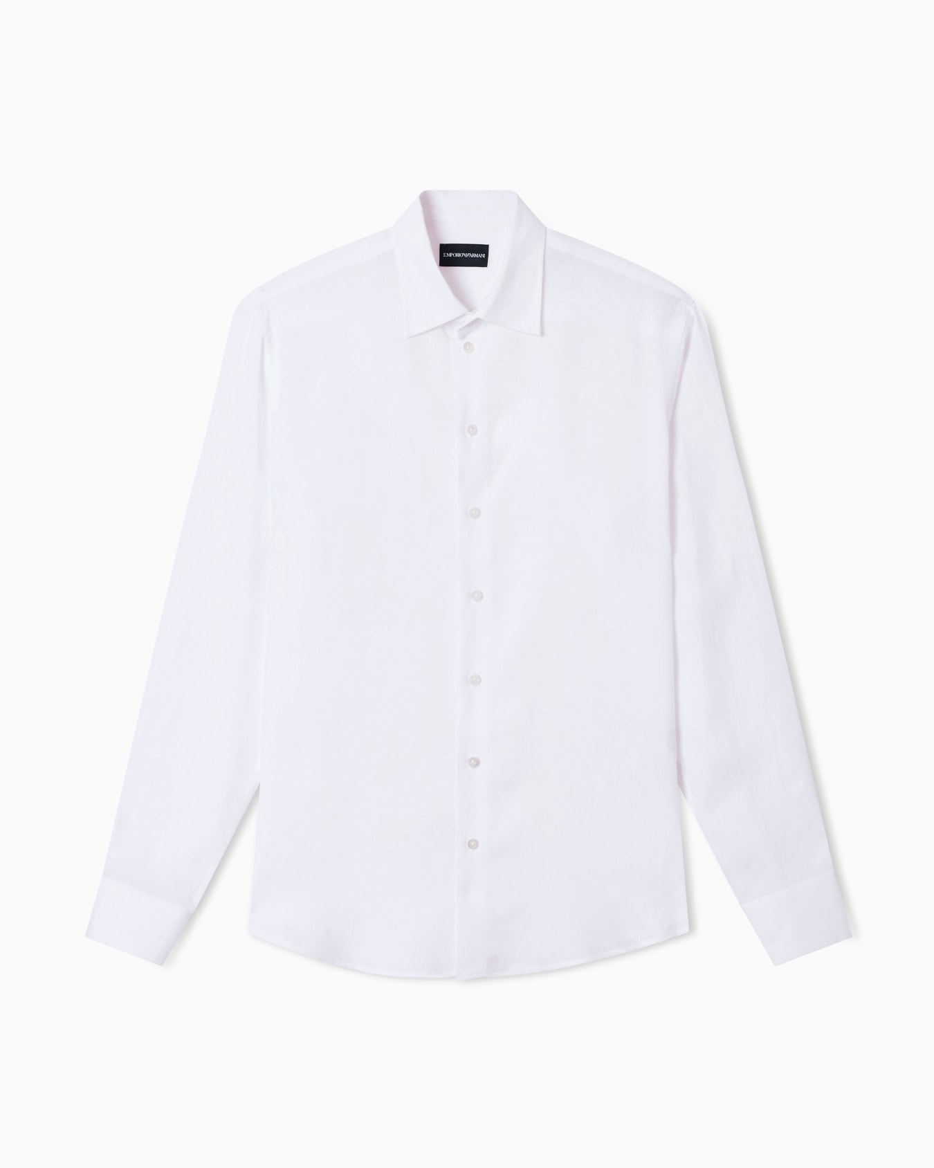 Emporio Armani Emporıo Armani Erkek Regular Fit %100 Keten Kartal Logolu Uzun Kollu Beyaz Gömlek EM000099 TE10157-U0002