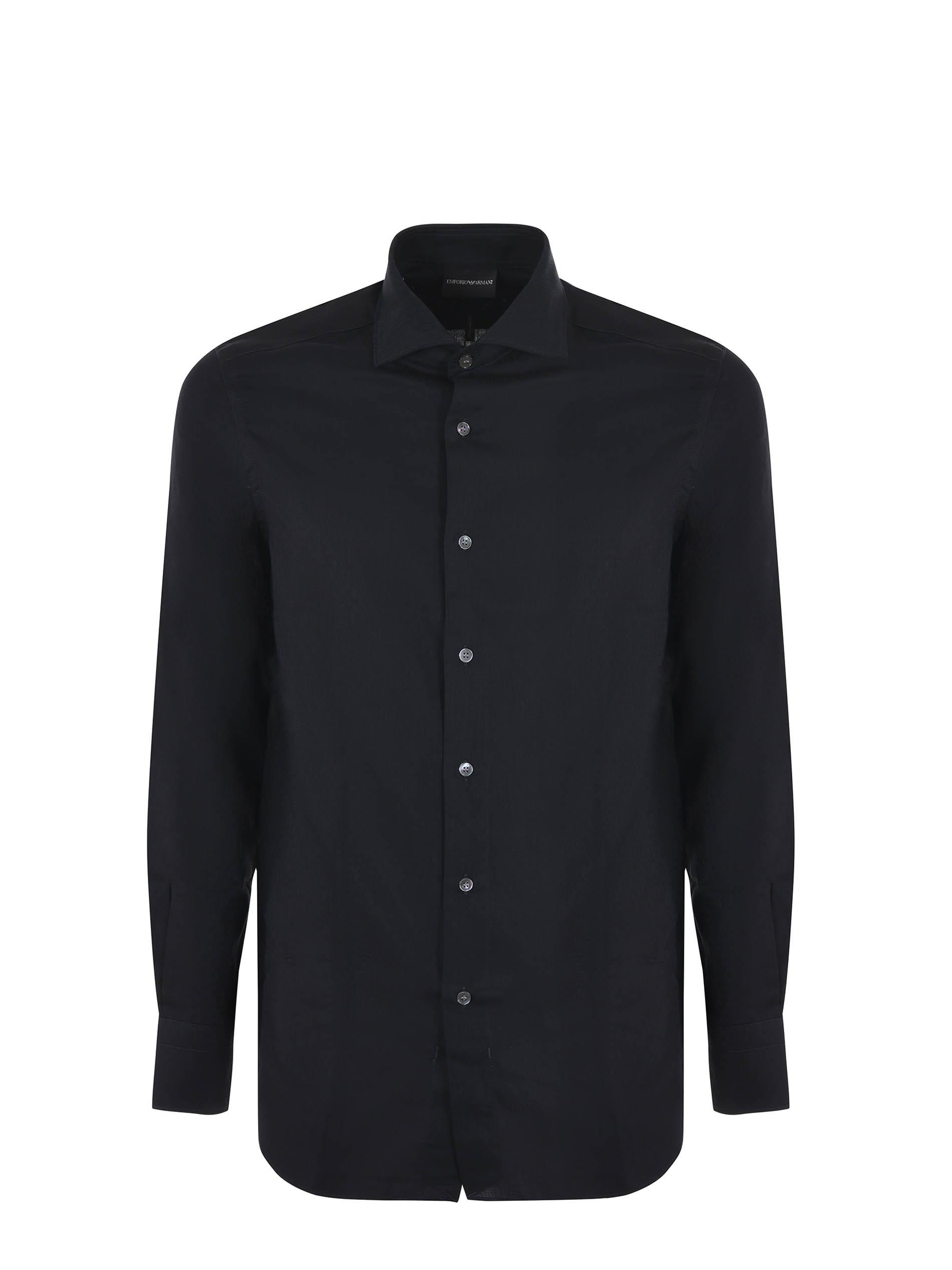 Emporio Armani Emporıo Armani Erkek Relaxed Fit Pamuklu Düğmeli Siyah Gömlek 3L1C86 1N7MZ-0988