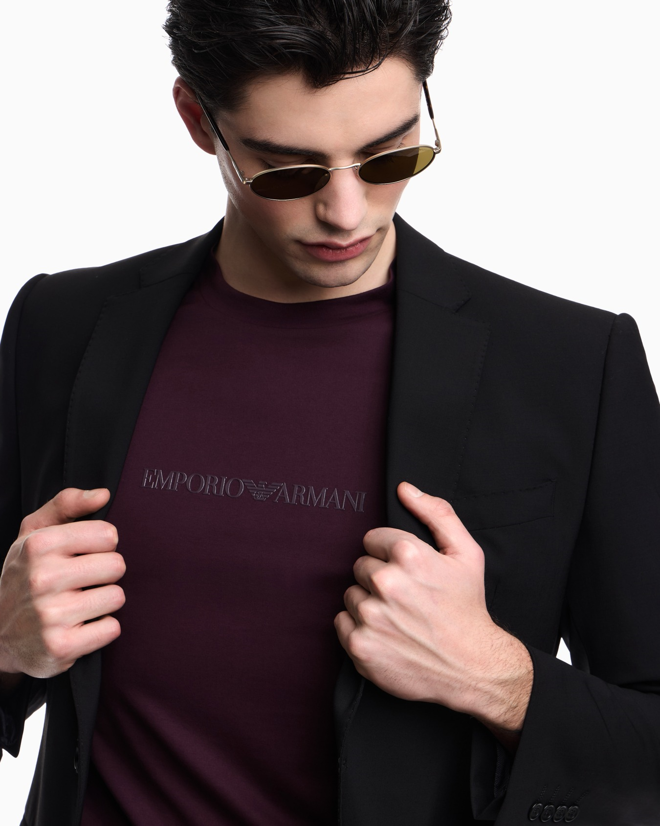 Emporio Armani Emporıo Armani Erkek Regular Fit Logo Detaylı Pamuklu Kısa Kollu Mor1 T-Shirt EM004583 AF13669-MA117