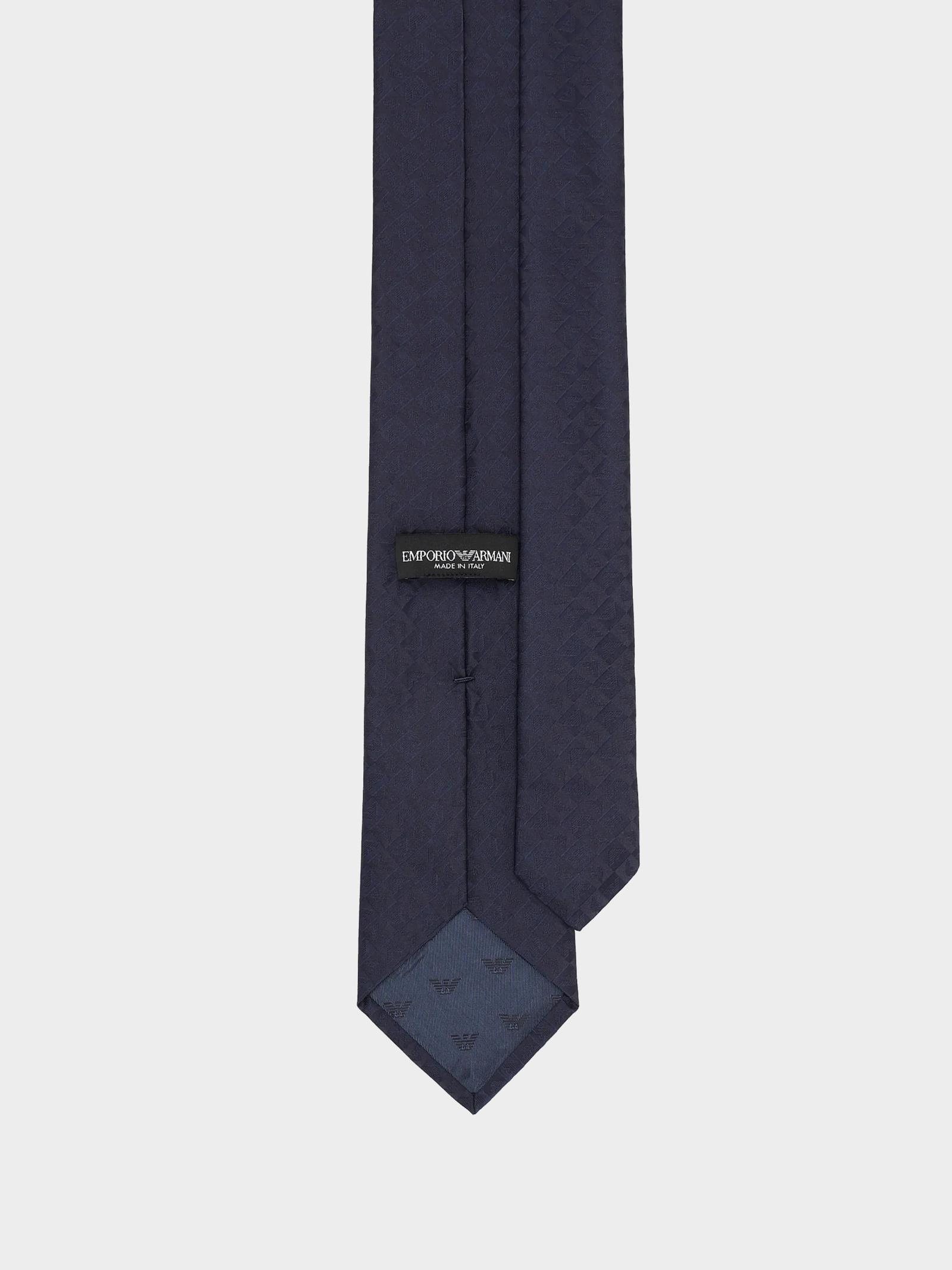 Emporio Armani Emporıo Armani Erkek Saf İpek Kumaş Kare Kartal Desenli Lacivert Kravat 340075 2R612-00136