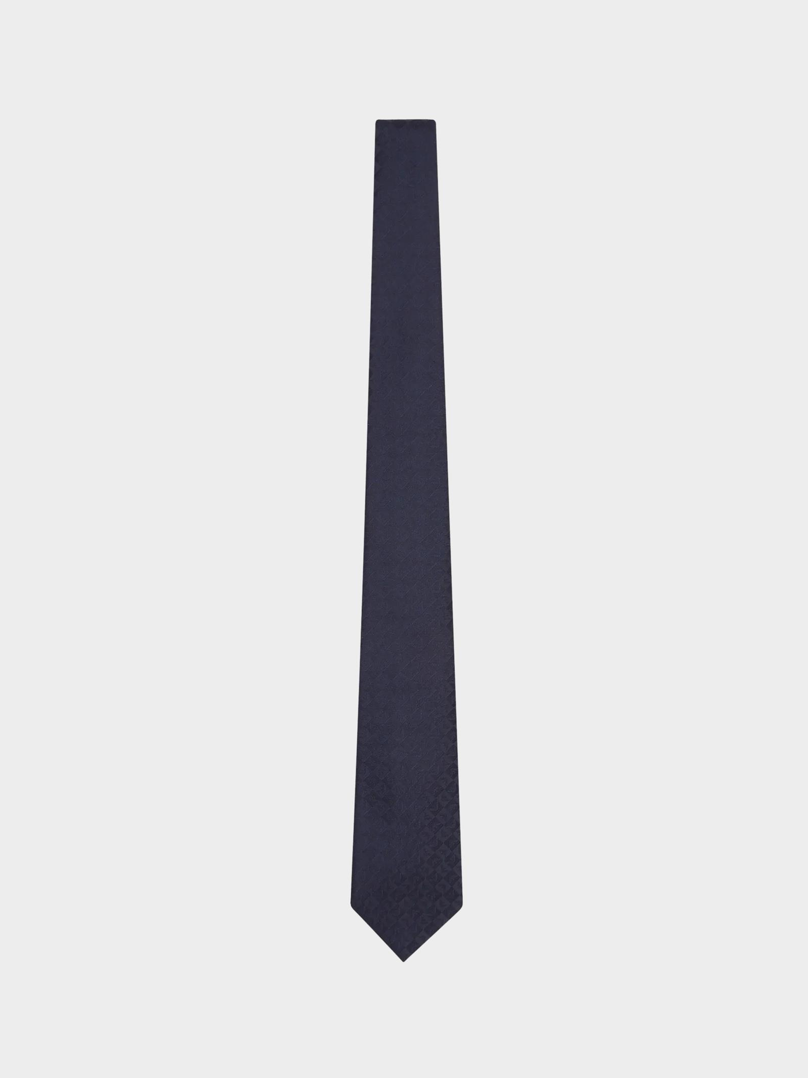 Emporio Armani Emporıo Armani Erkek Saf İpek Kumaş Kare Kartal Desenli Lacivert Kravat 340075 2R612-00136